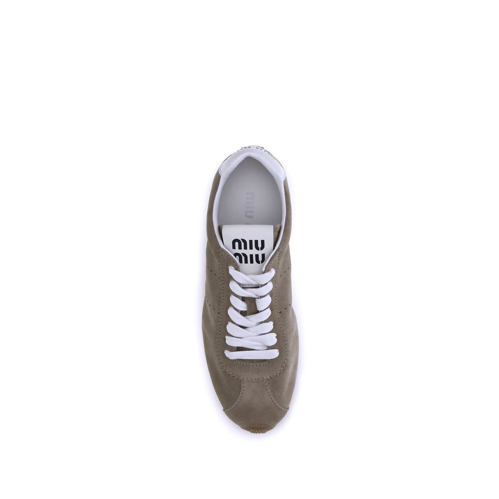 Baskets Miu Miu en daim à plumes