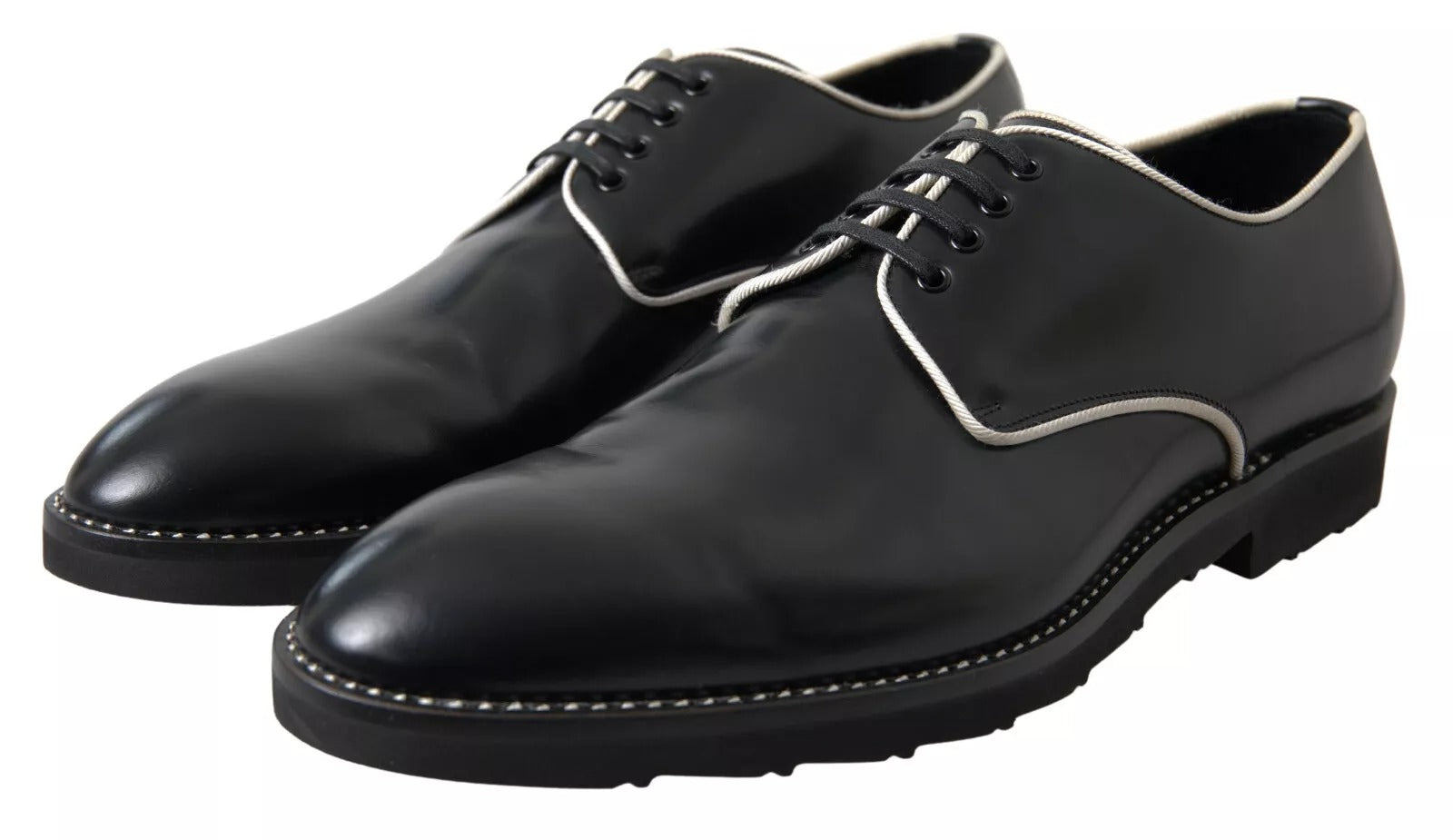 Chaussures habillées en cuir noir et blanc Dolce &amp; Gabbana
