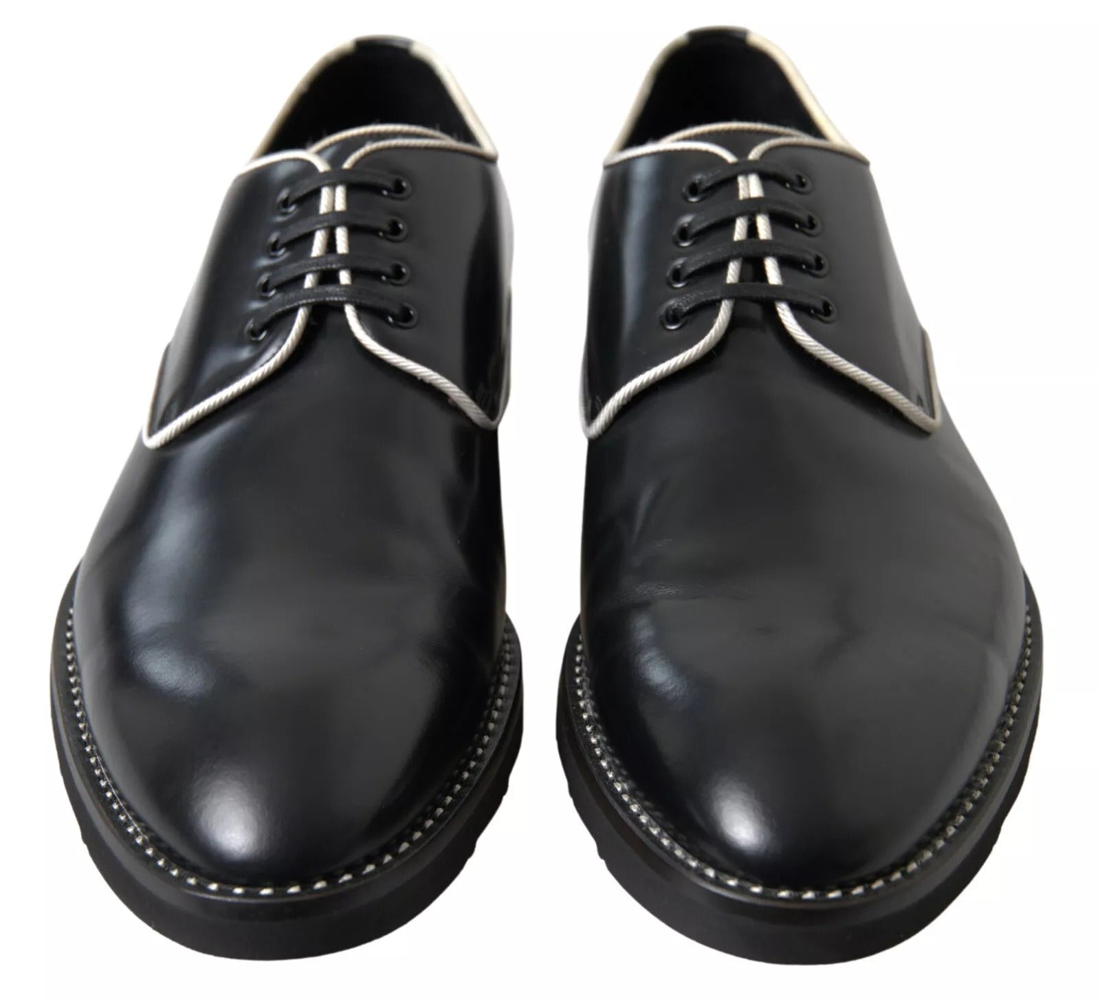 Chaussures habillées en cuir noir et blanc Dolce &amp; Gabbana