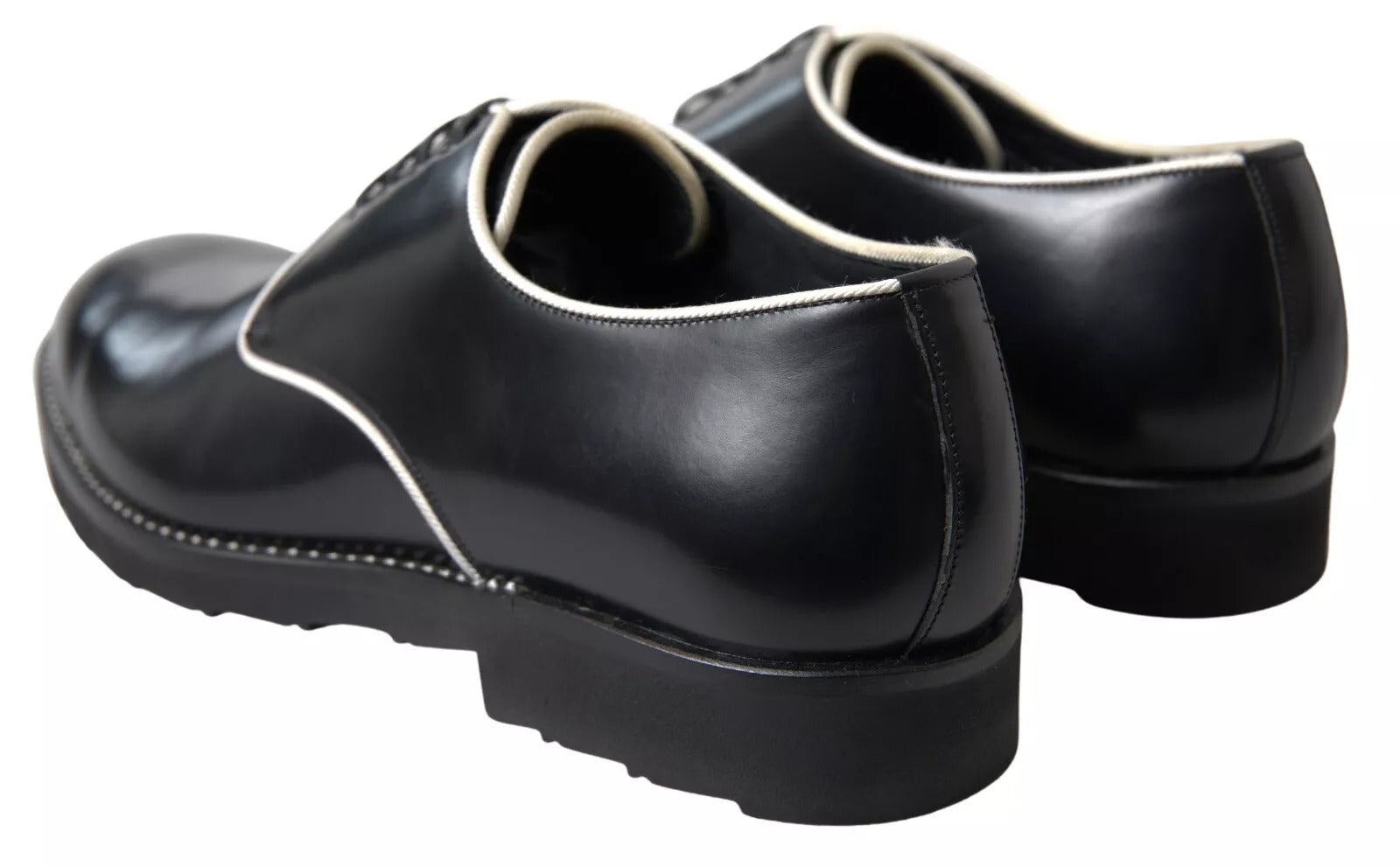 Chaussures habillées en cuir noir et blanc Dolce &amp; Gabbana