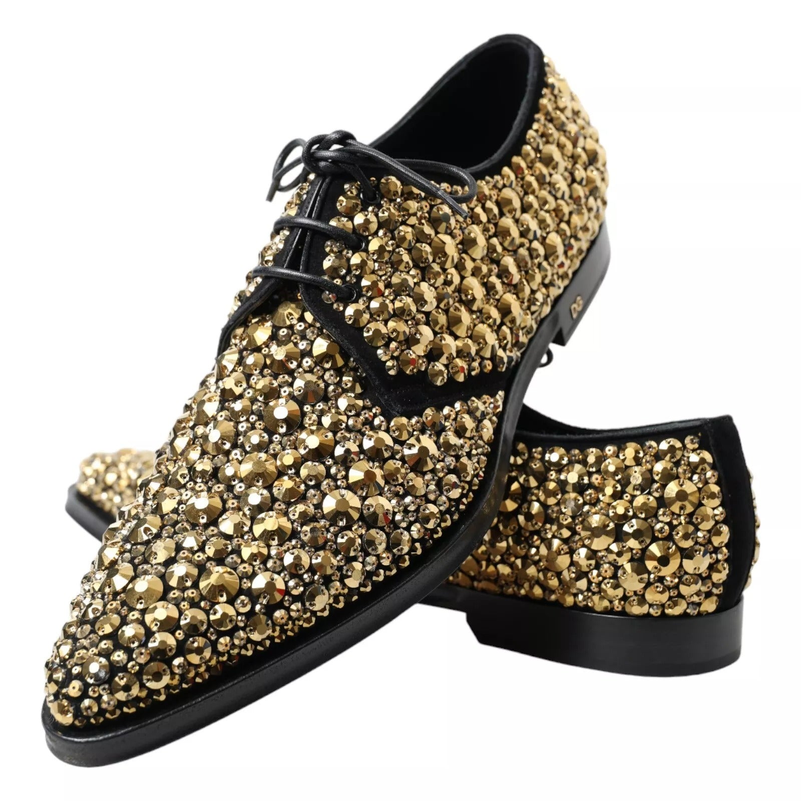Chaussures derby Dolce &amp; Gabbana noires ornées d'or