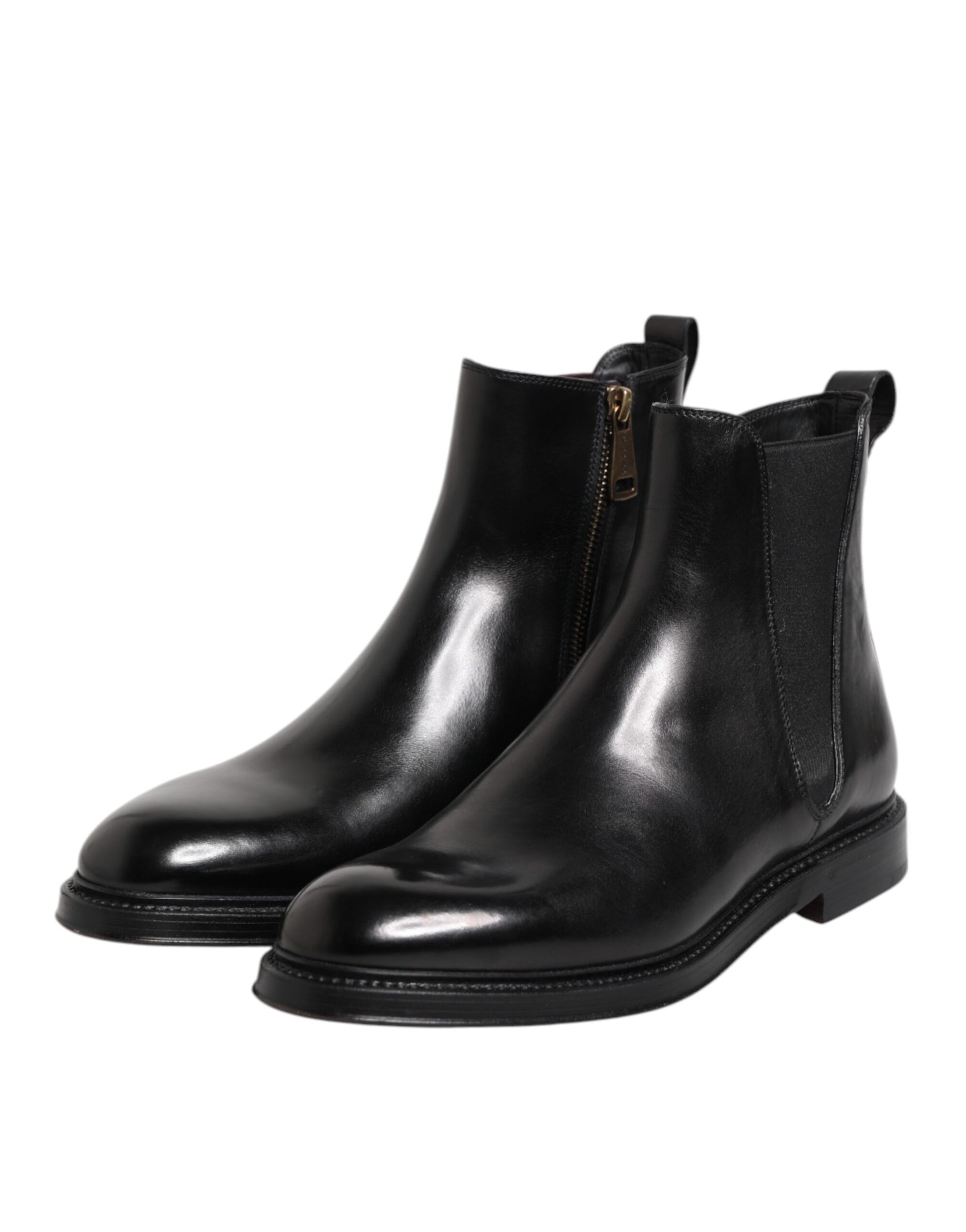 Bottines Chelsea mi-mollet noires en cuir Dolce &amp; Gabbana