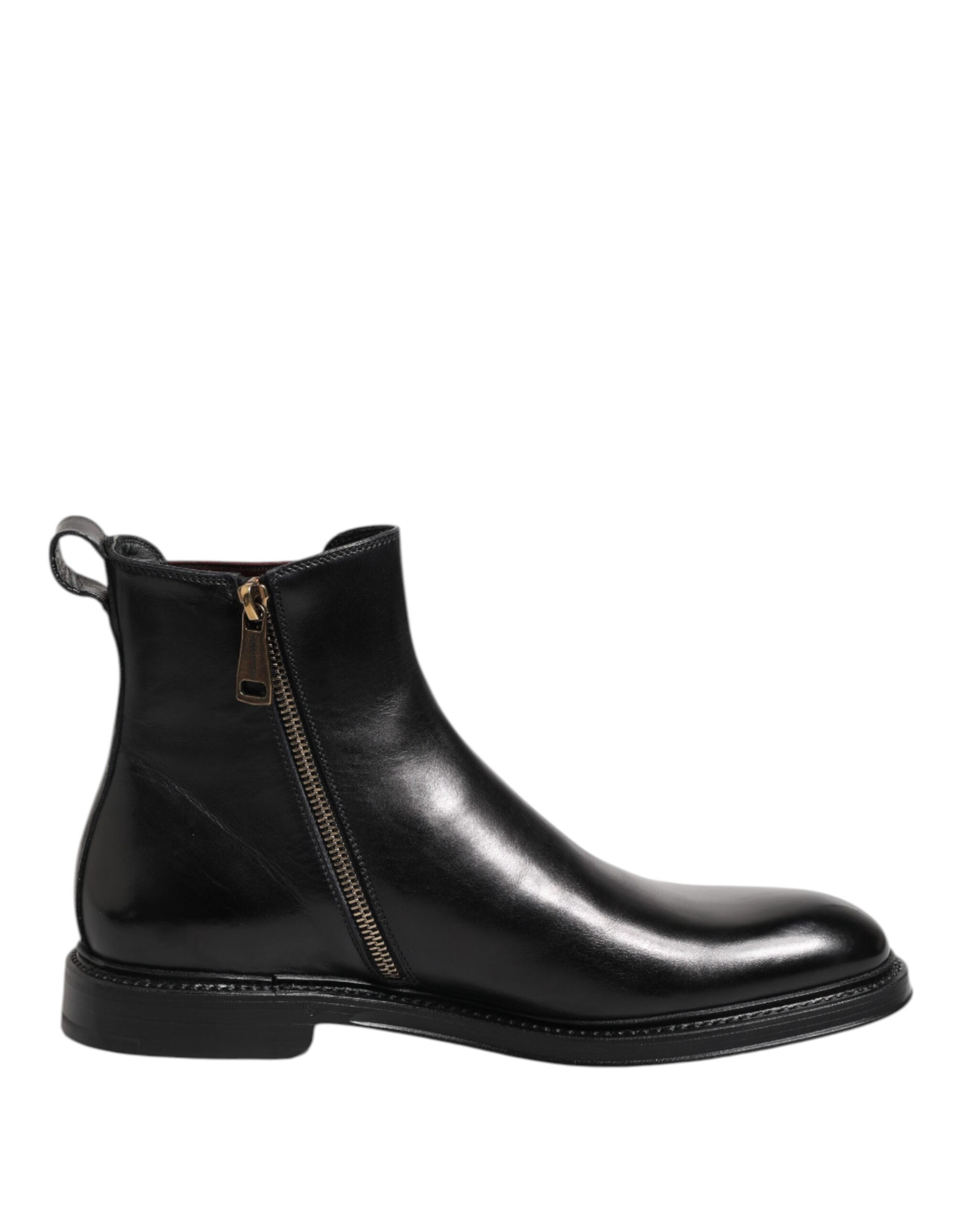 Bottines Chelsea mi-mollet noires en cuir Dolce &amp; Gabbana