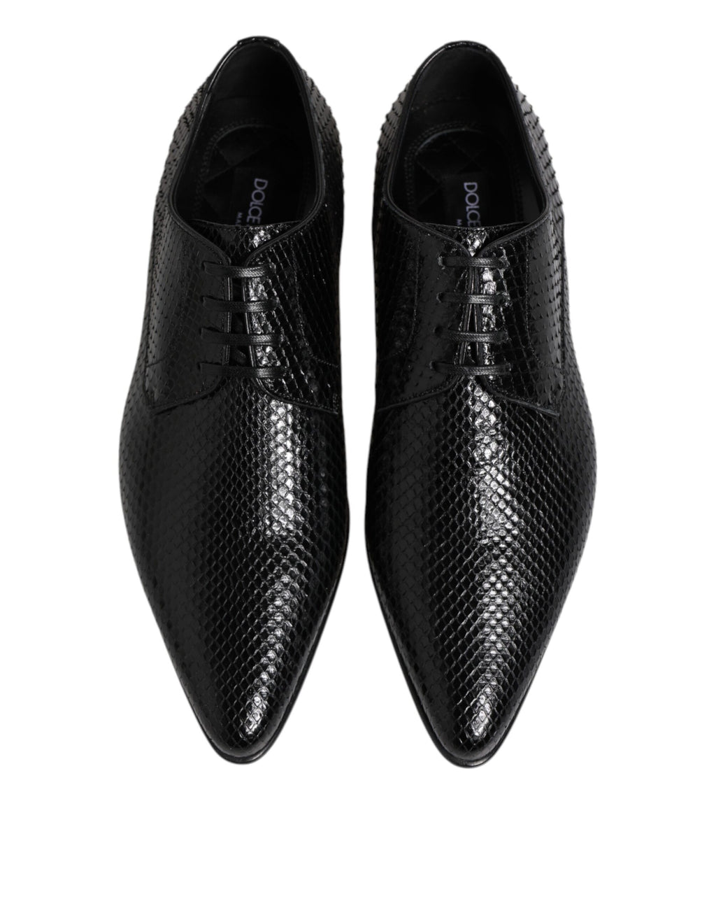 Chaussures Derby à lacets en cuir exotique noir Dolce &amp; Gabbana