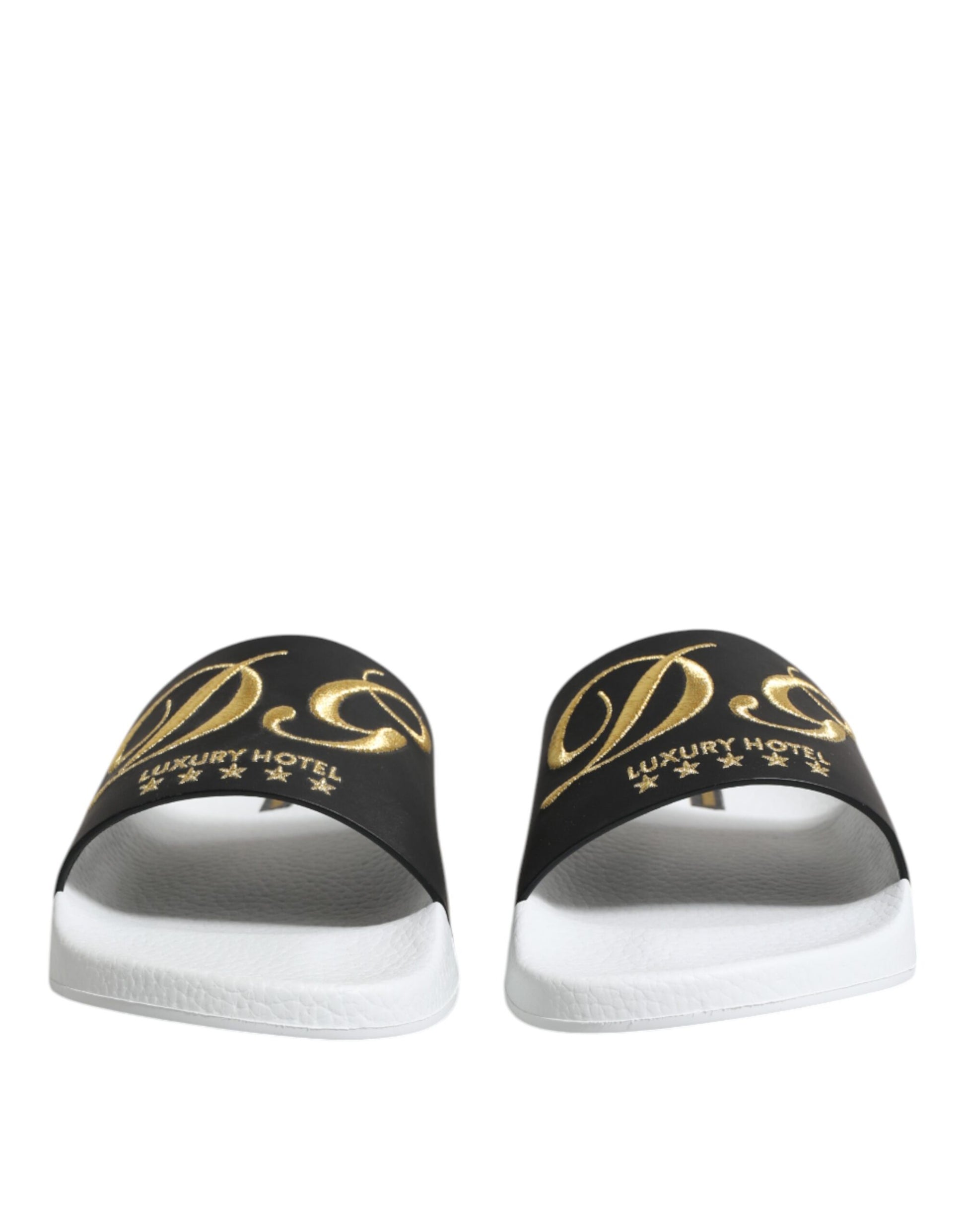 Sandales Dolce &amp; Gabbana en cuir blanc et noir, chaussures de plage