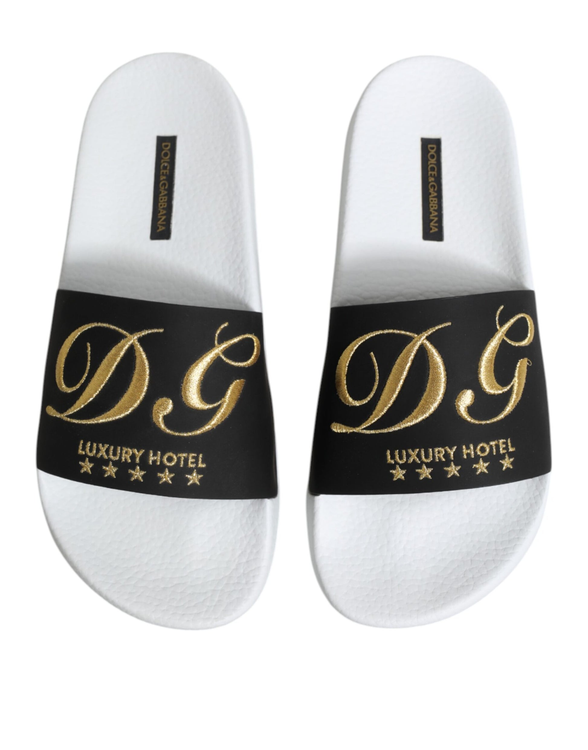 Sandales Dolce &amp; Gabbana en cuir blanc et noir, chaussures de plage