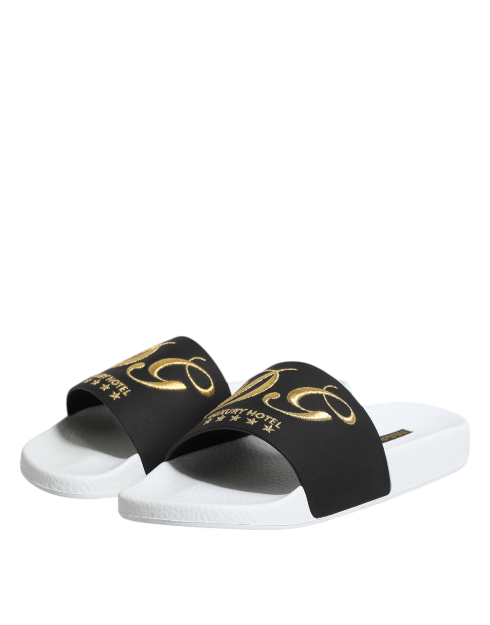 Sandales Dolce &amp; Gabbana en cuir blanc et noir, chaussures de plage