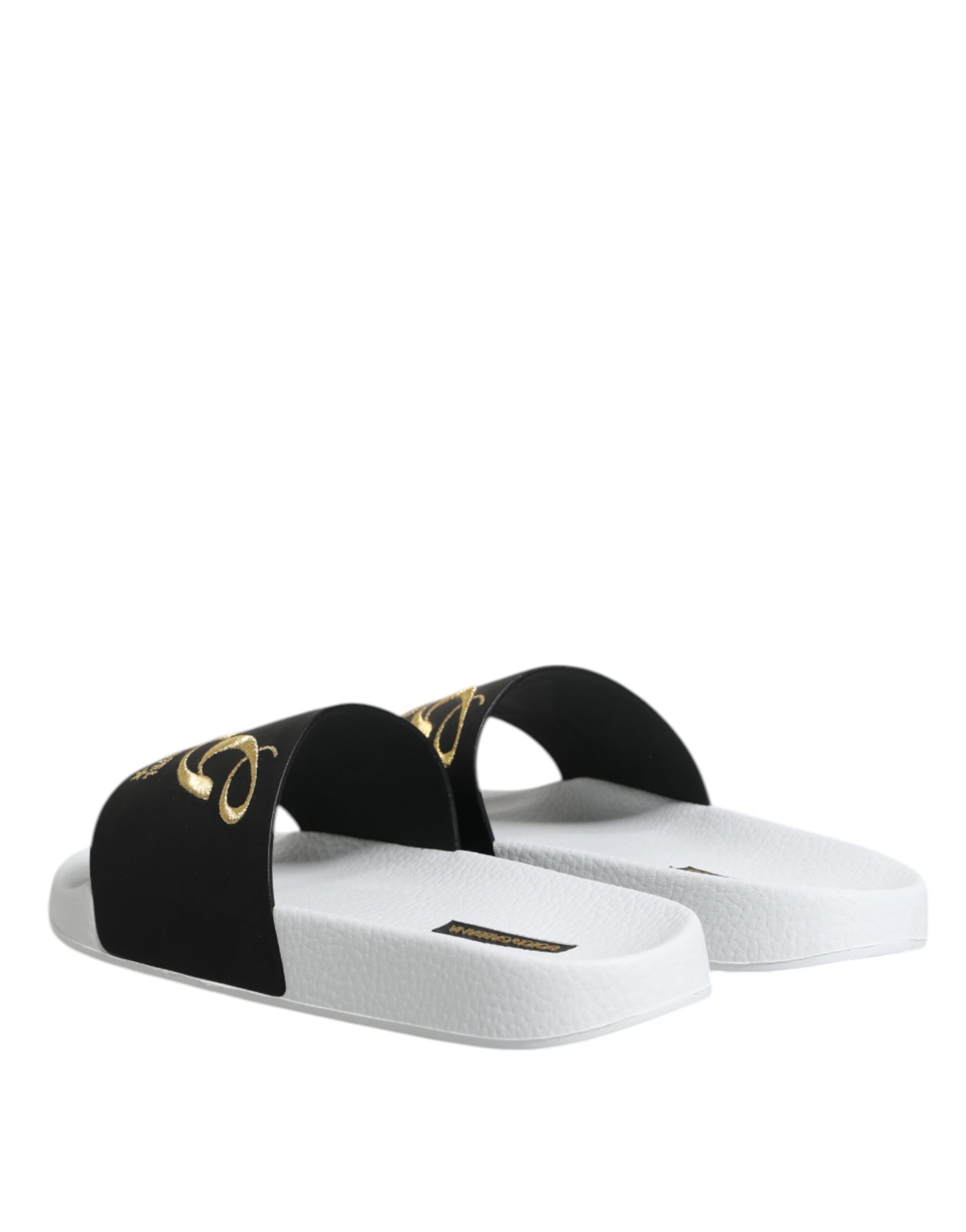 Sandales Dolce &amp; Gabbana en cuir blanc et noir, chaussures de plage