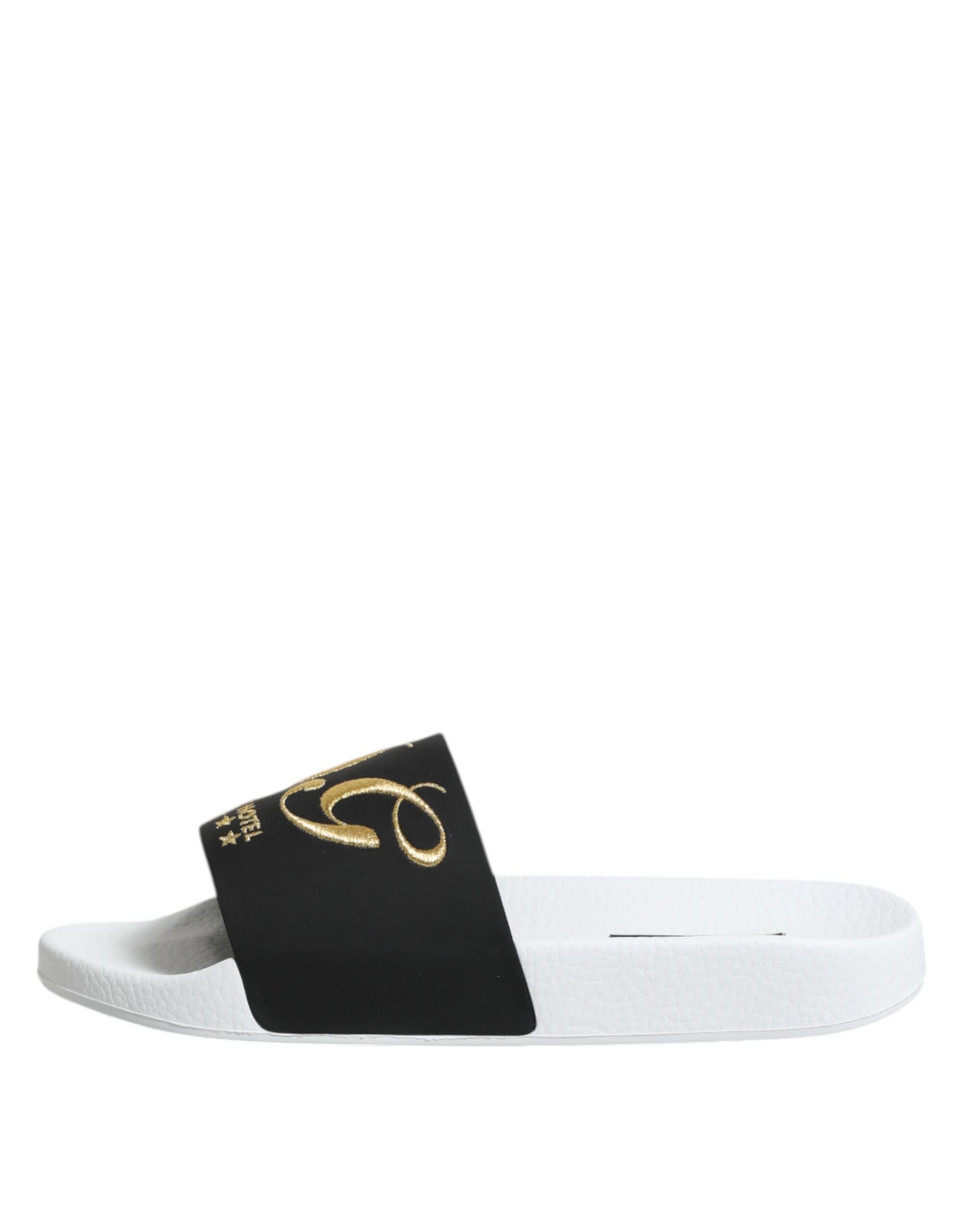 Sandales Dolce &amp; Gabbana en cuir blanc et noir, chaussures de plage