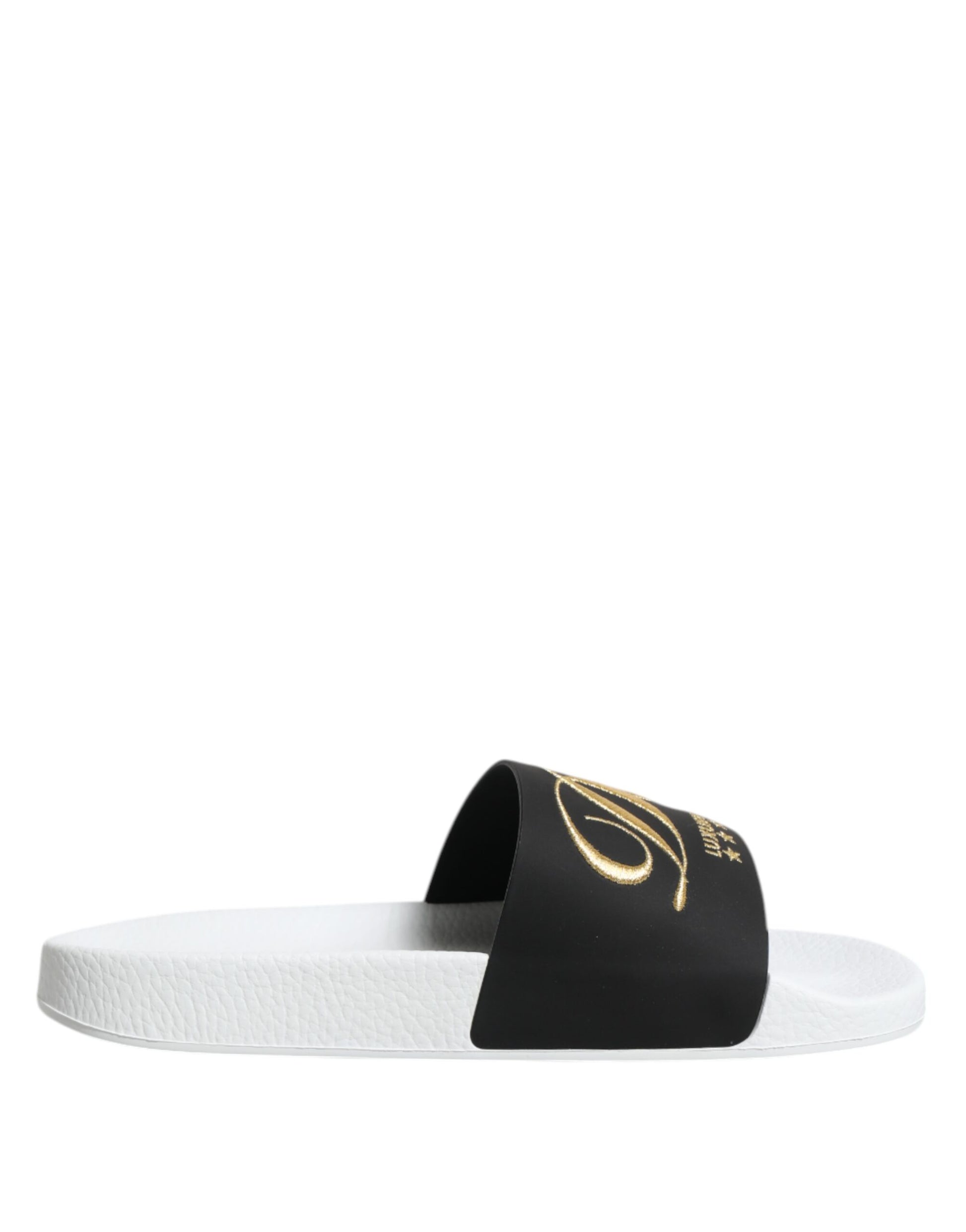 Sandales Dolce &amp; Gabbana en cuir blanc et noir, chaussures de plage