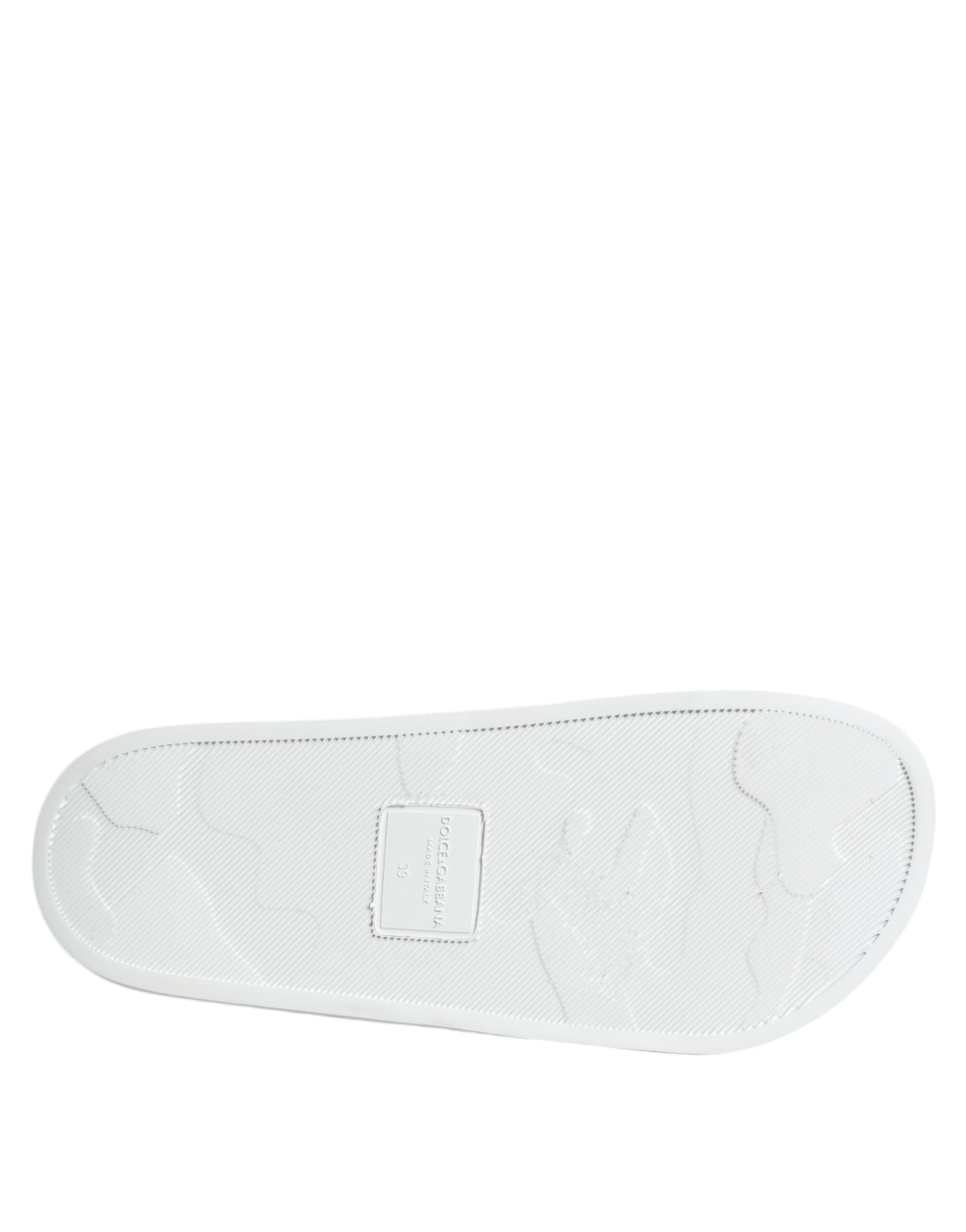 Sandales Dolce &amp; Gabbana en cuir blanc et noir, chaussures de plage