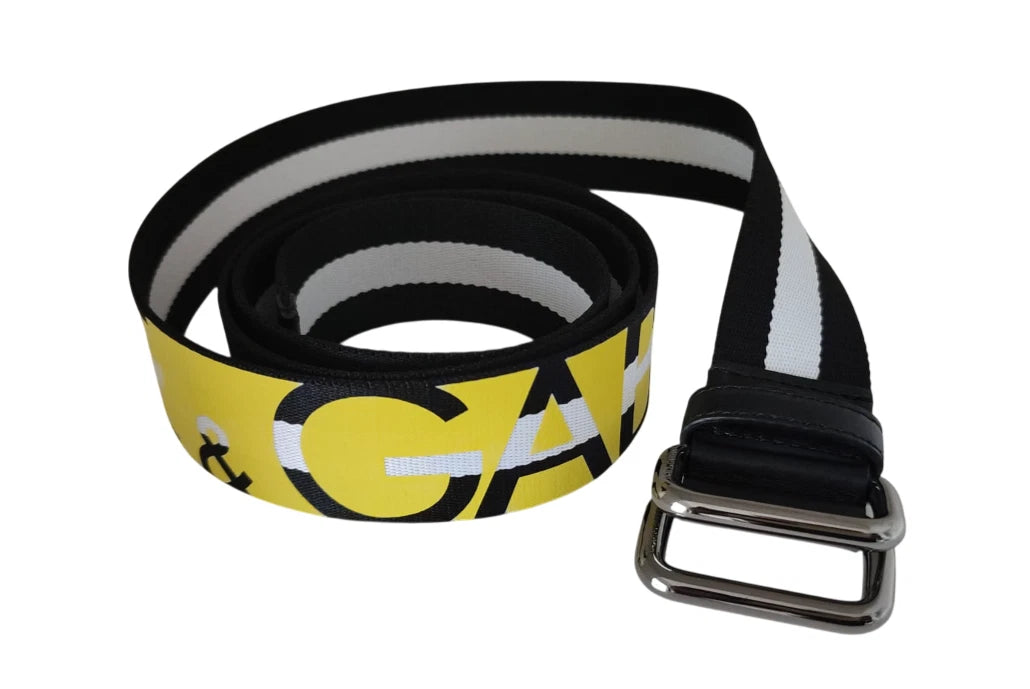 Ceinture à boucle en métal rayée noire et jaune Dolce &amp; Gabbana