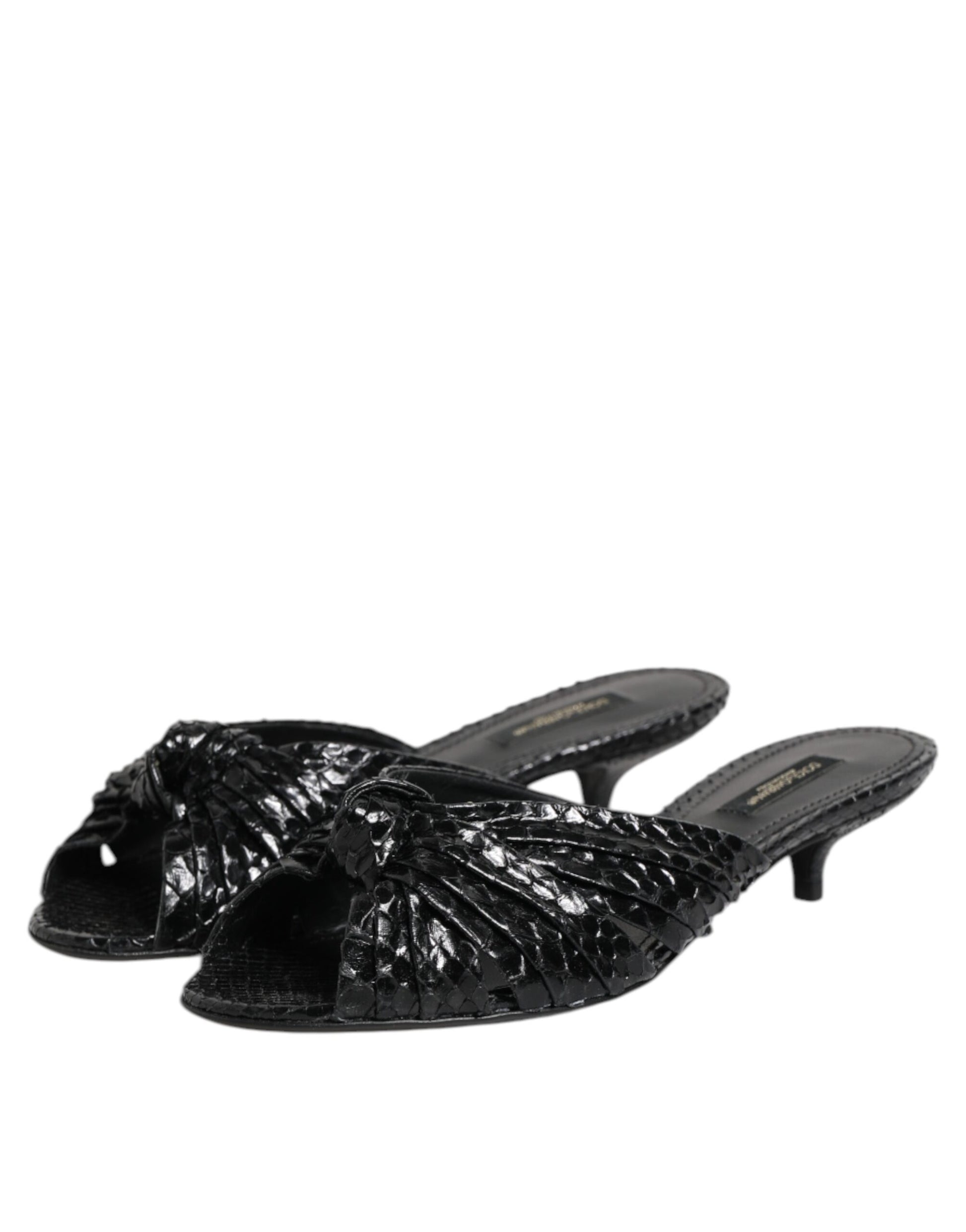 Sandales à talons en cuir noir Dolce &amp; Gabbana