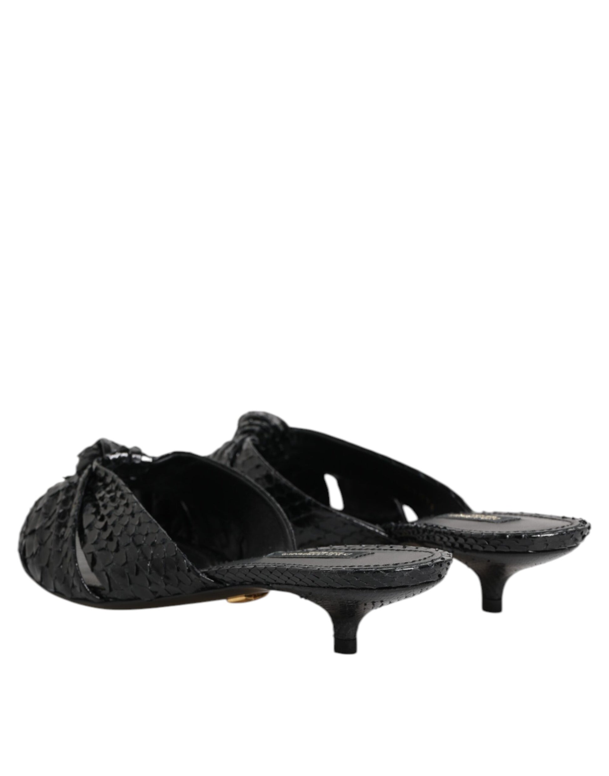 Sandales à talons en cuir noir Dolce &amp; Gabbana