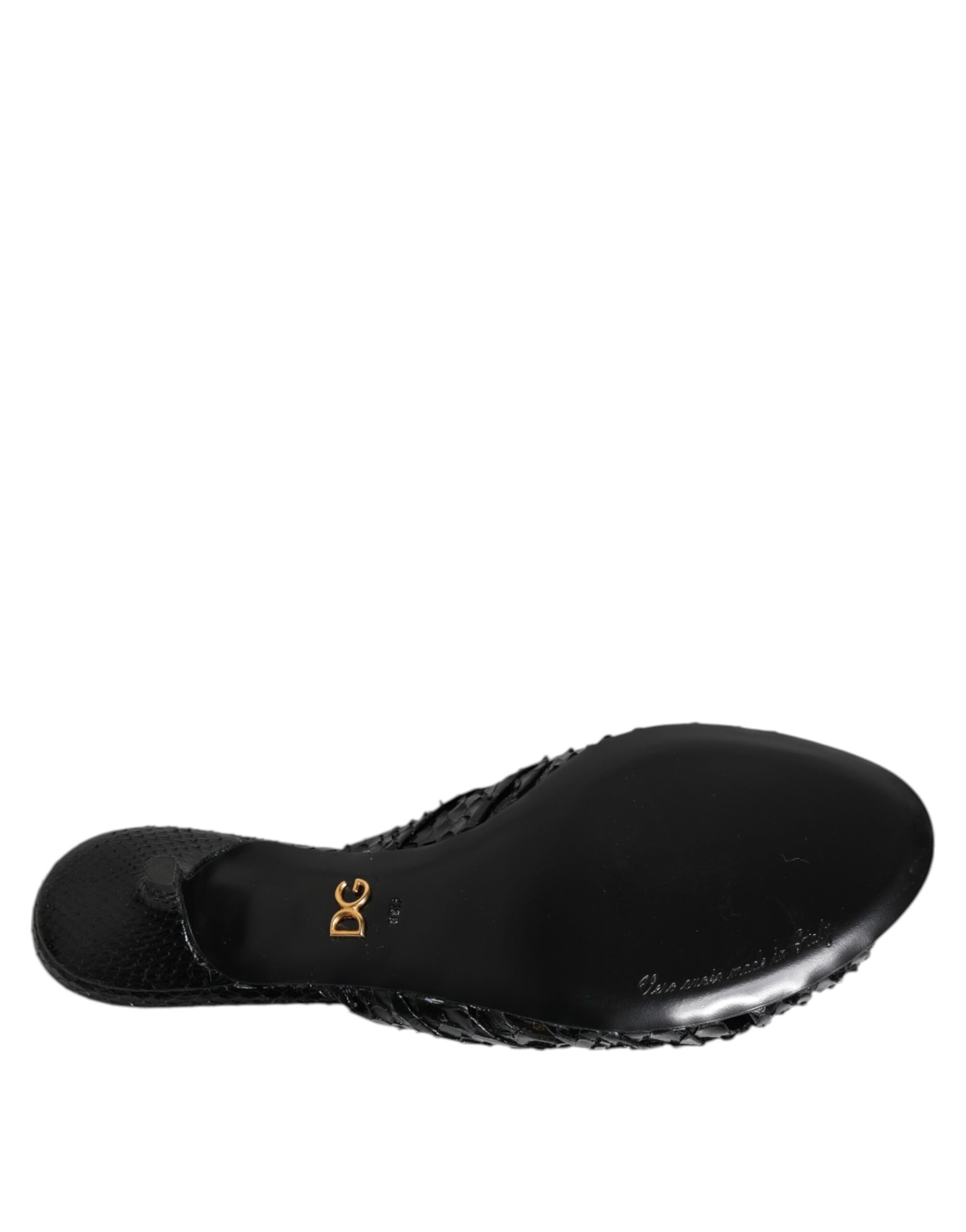 Sandales à talons en cuir noir Dolce &amp; Gabbana