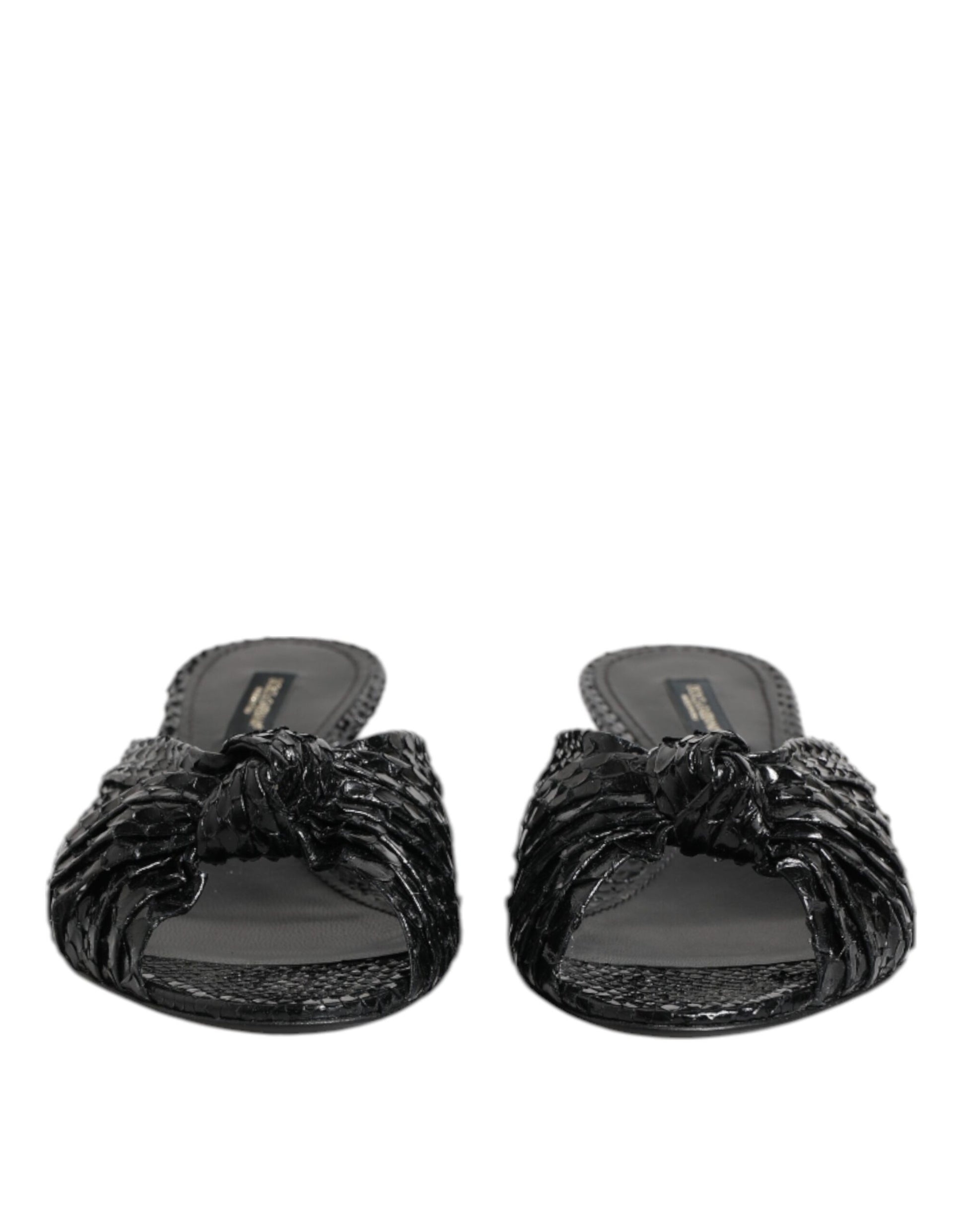 Sandales à talons en cuir noir Dolce &amp; Gabbana