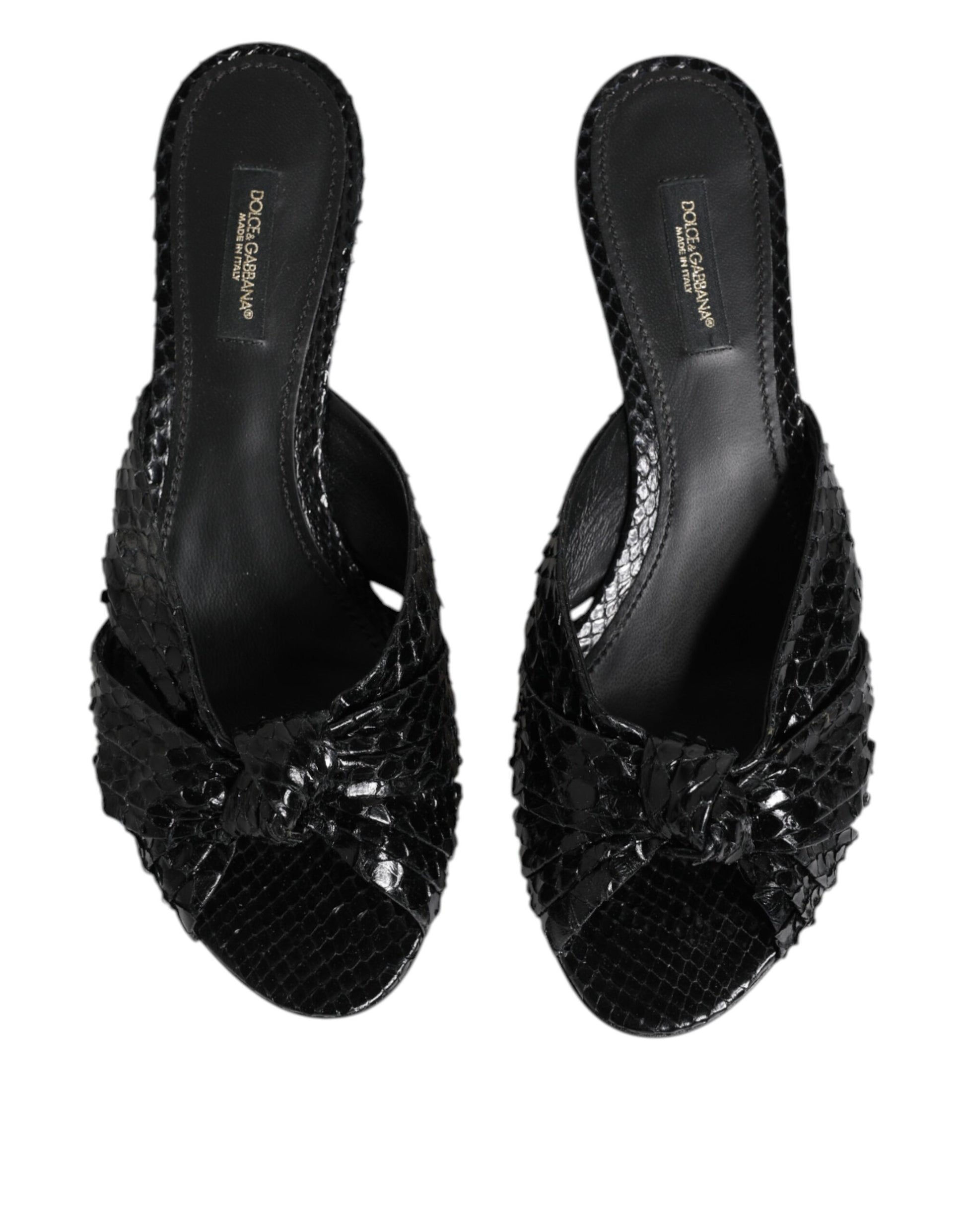 Sandales à talons en cuir noir Dolce &amp; Gabbana