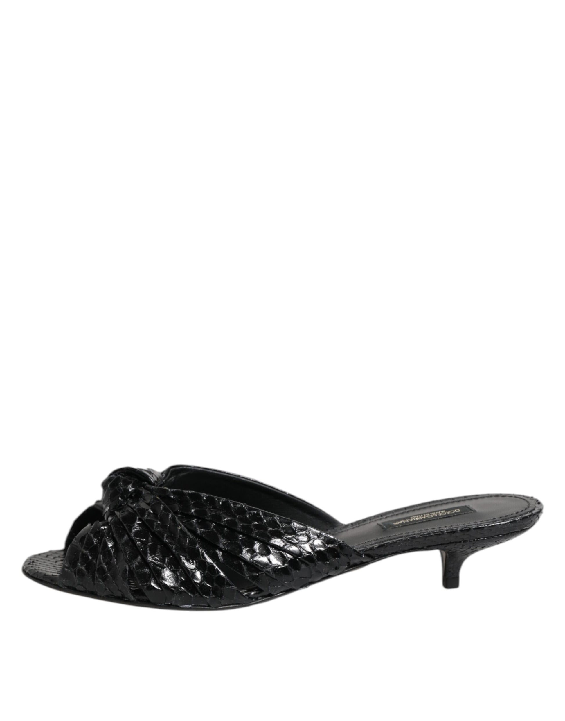Sandales à talons en cuir noir Dolce &amp; Gabbana