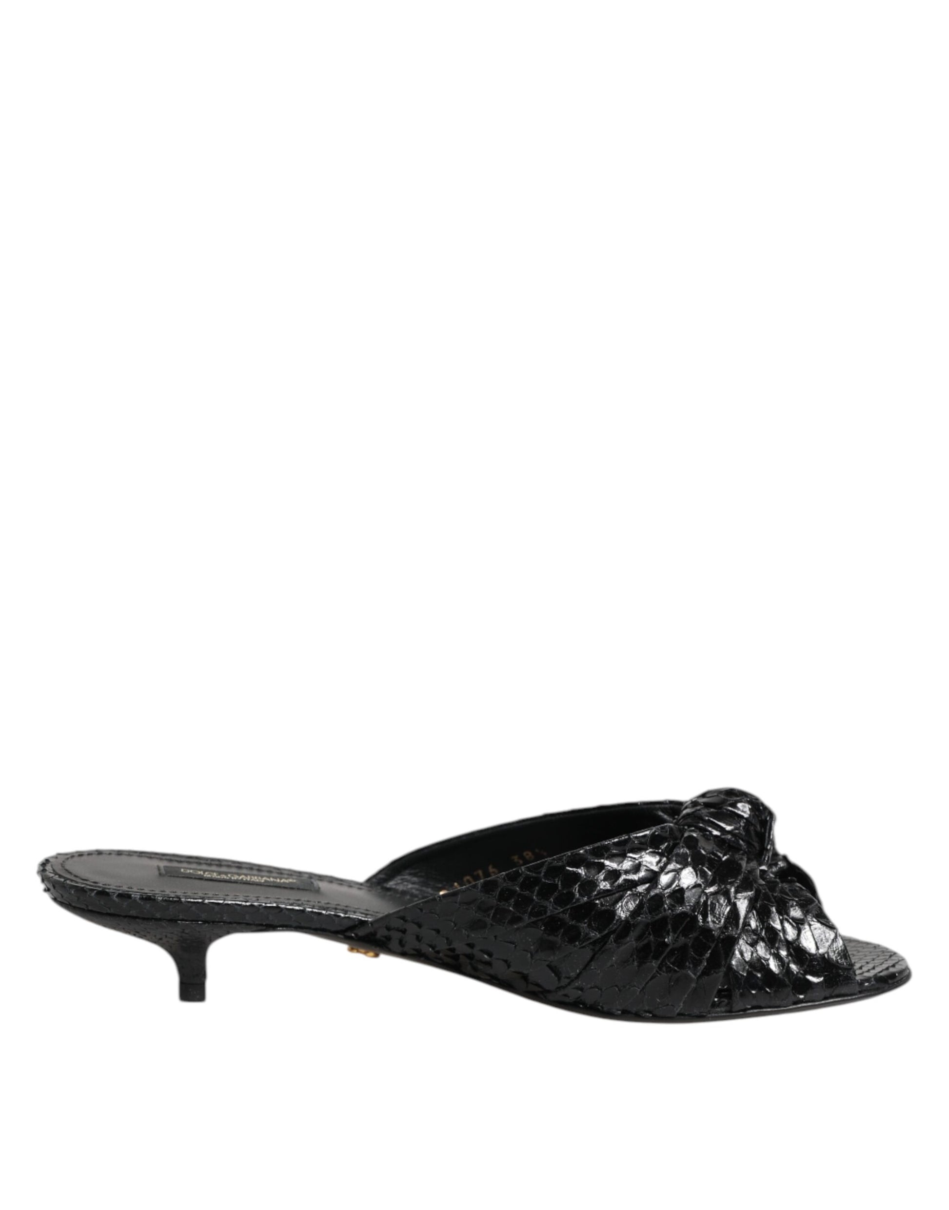 Sandales à talons en cuir noir Dolce &amp; Gabbana