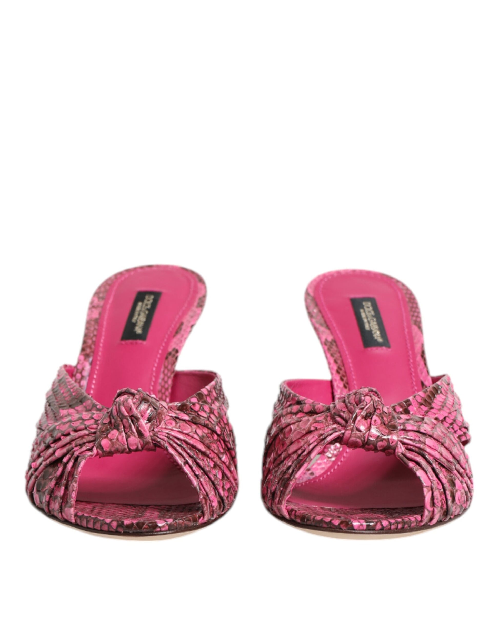 Sandales à talons en cuir rose Dolce &amp; Gabbana
