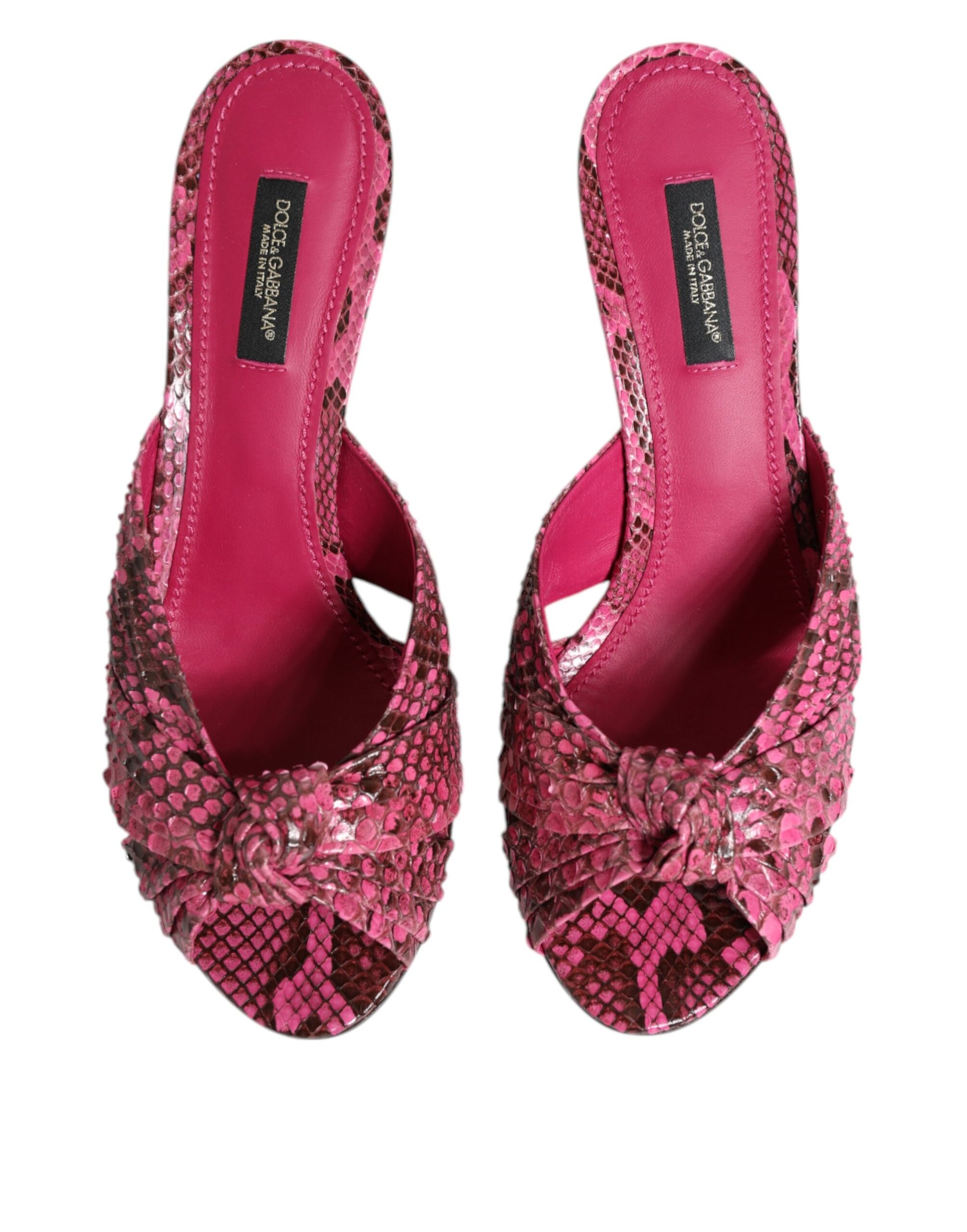 Sandales à talons en cuir rose Dolce &amp; Gabbana