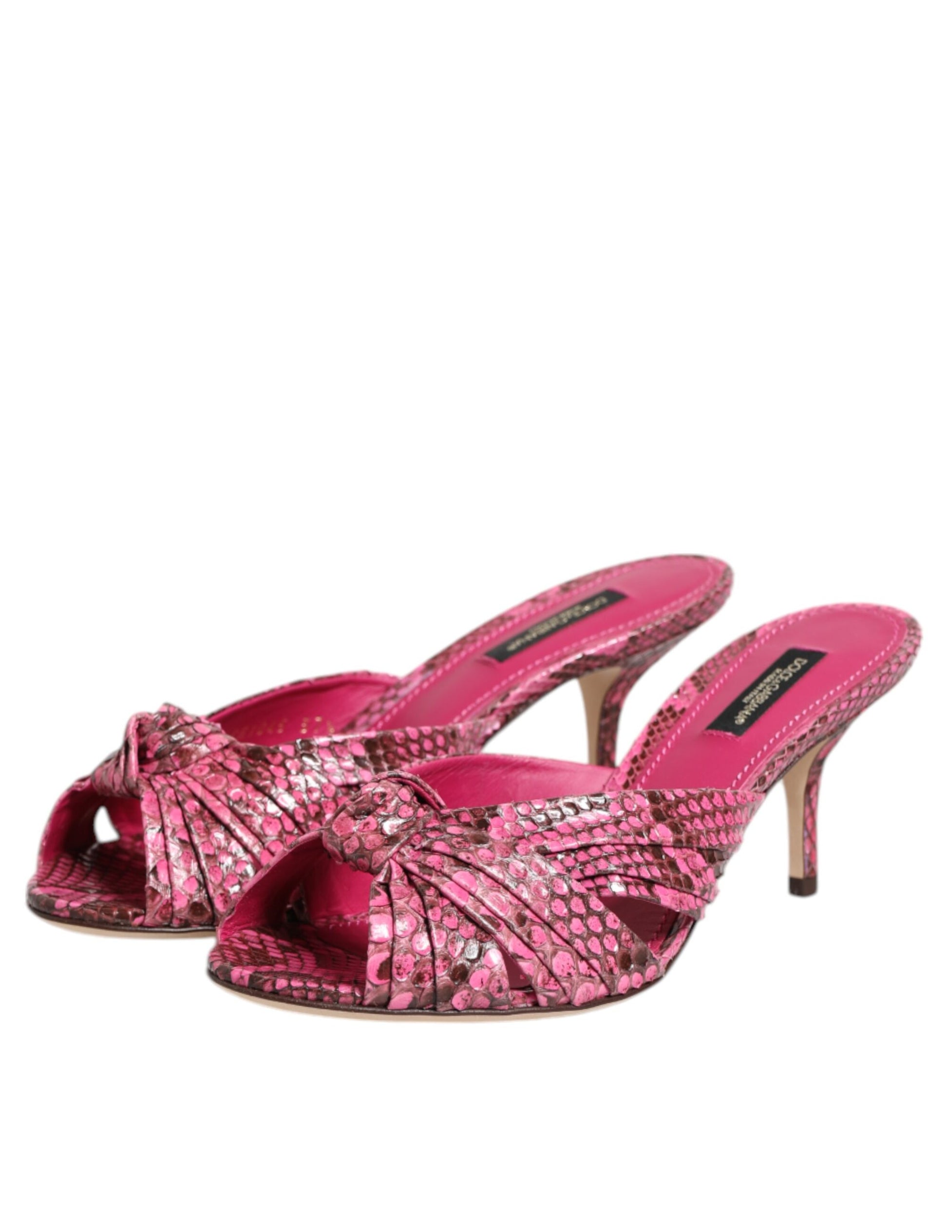Sandales à talons en cuir rose Dolce &amp; Gabbana