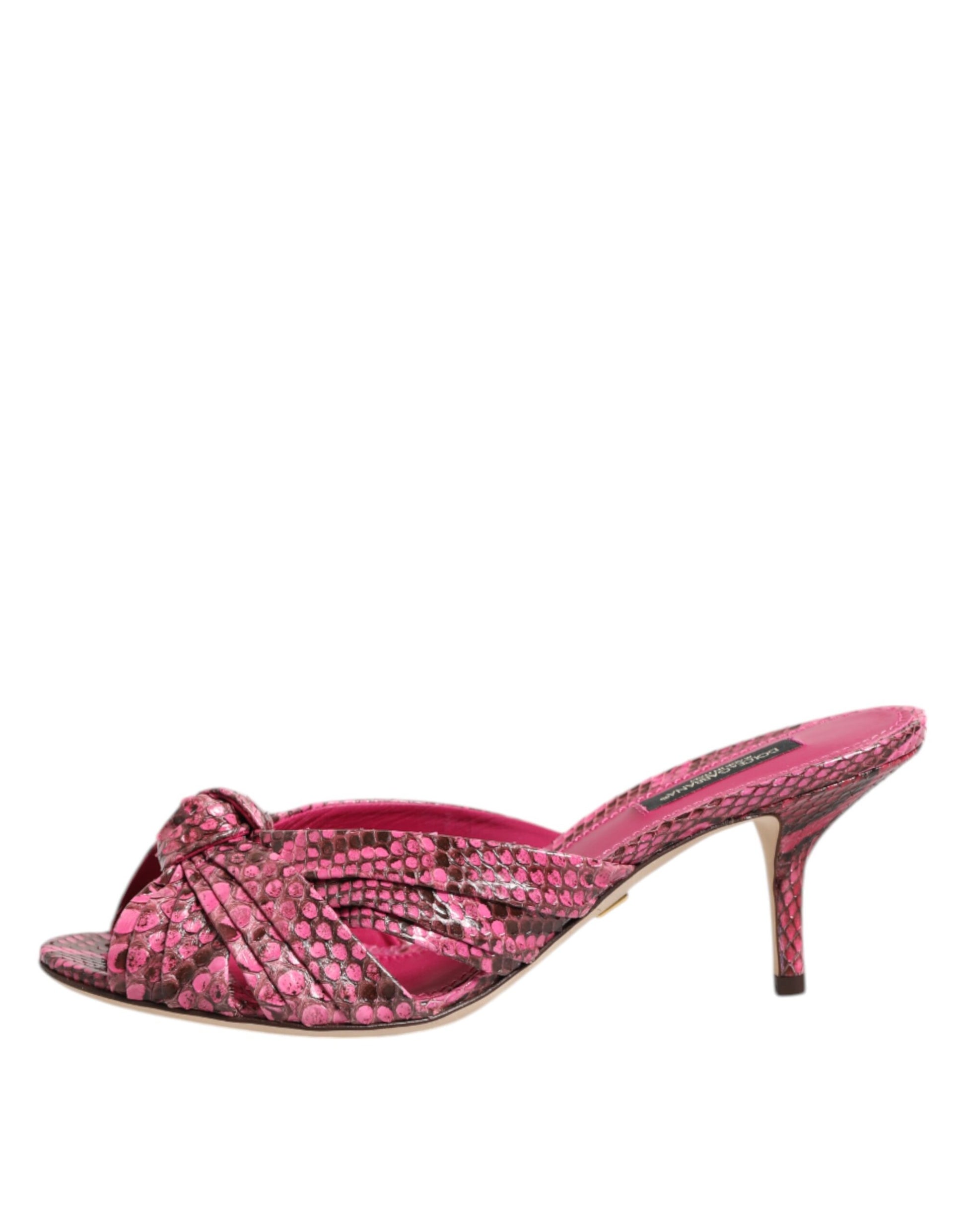 Sandales à talons en cuir rose Dolce &amp; Gabbana