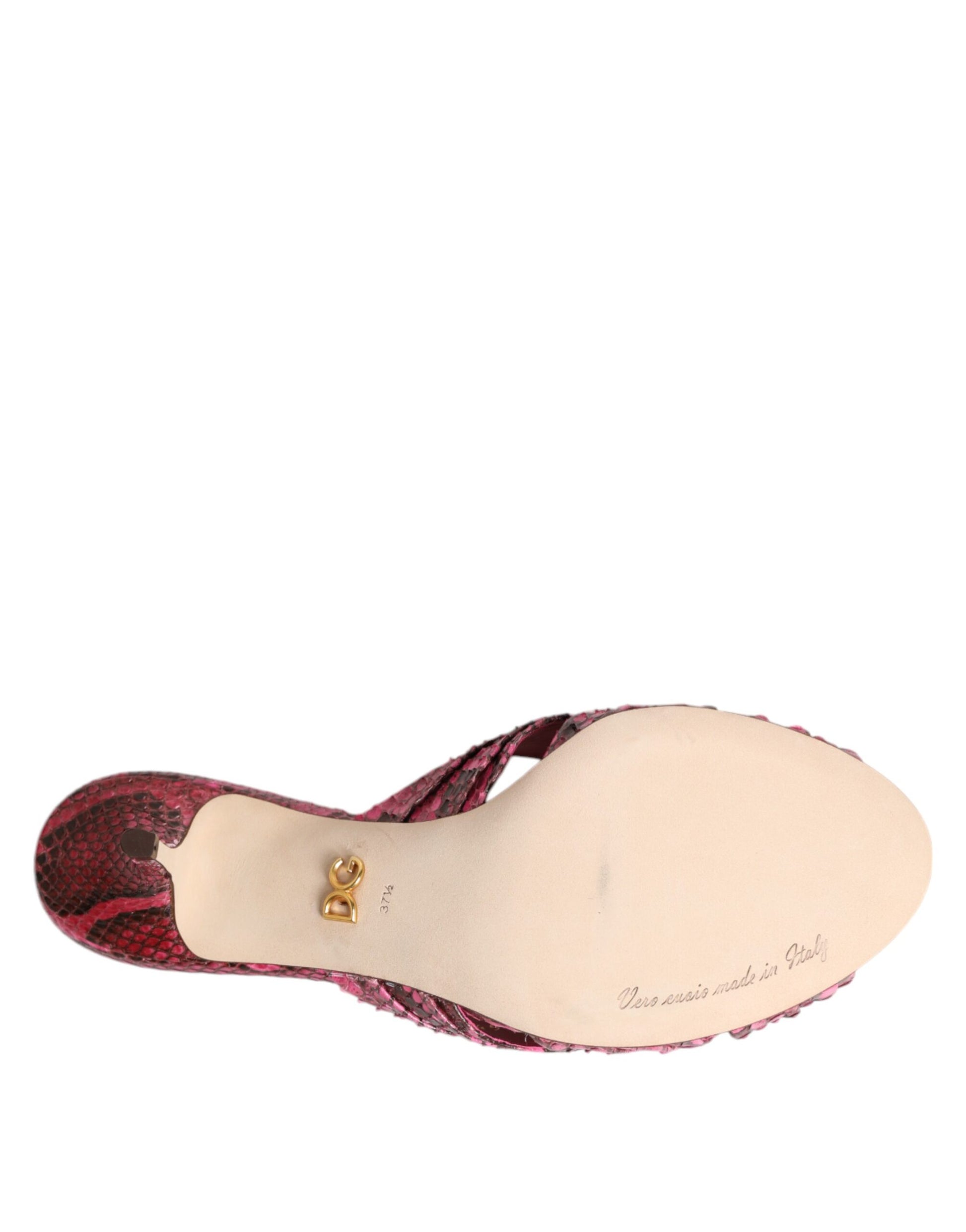 Sandales à talons en cuir rose Dolce &amp; Gabbana