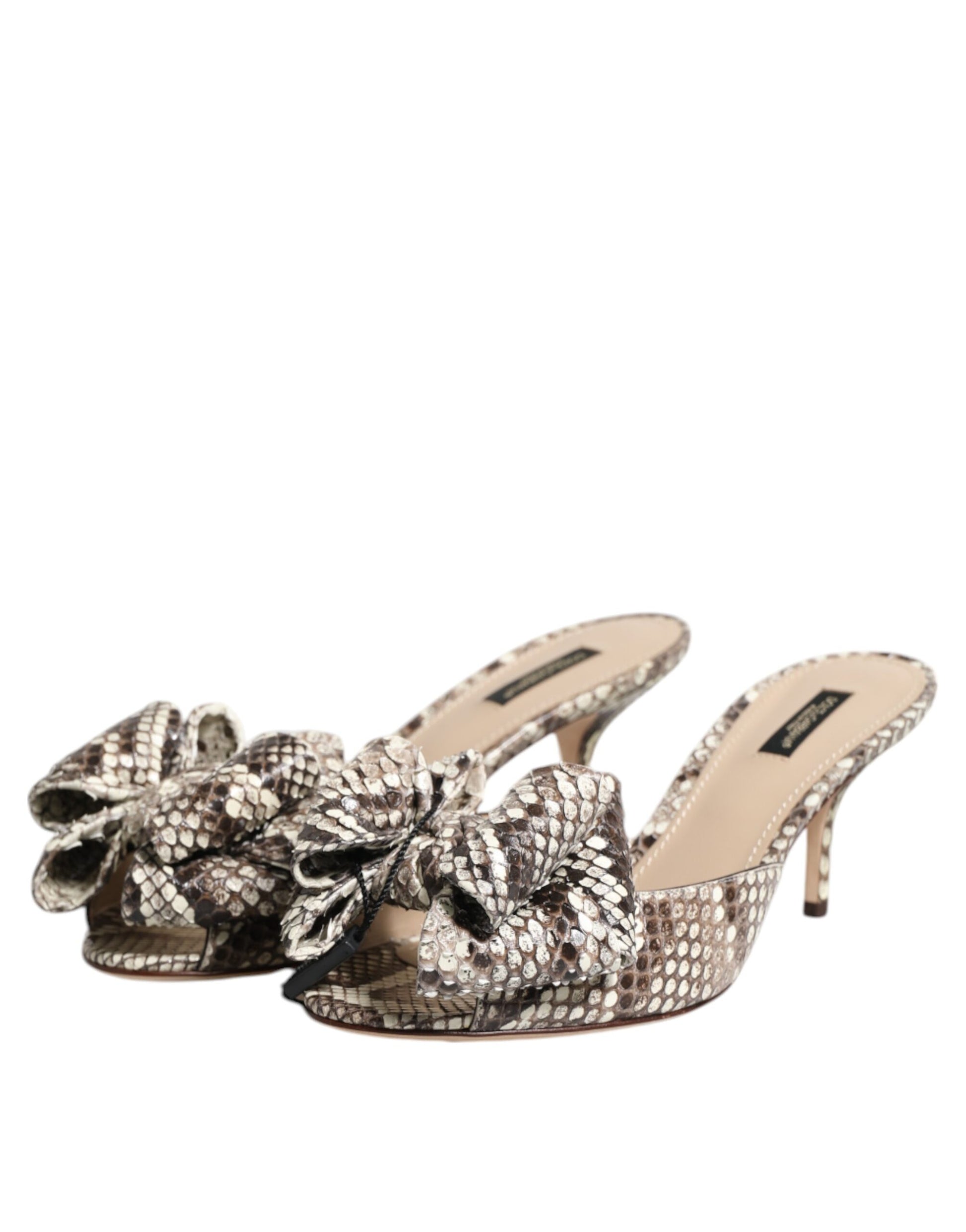 Dolce &amp; Gabbana Mules à bout ouvert en cuir multicolore Keira Bow