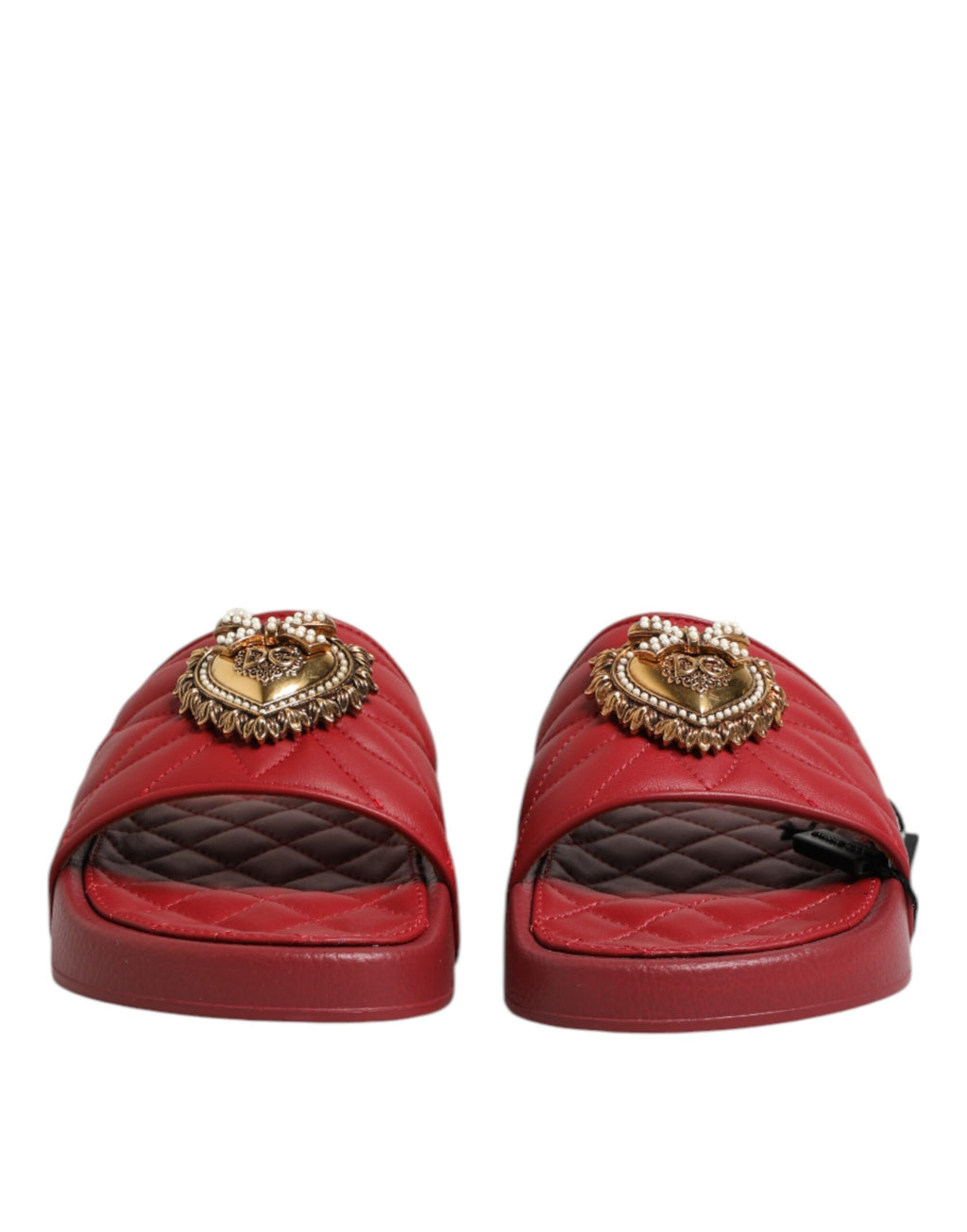Dolce &amp; Gabbana Chaussures à claquettes en cuir matelassé rouge Devotion
