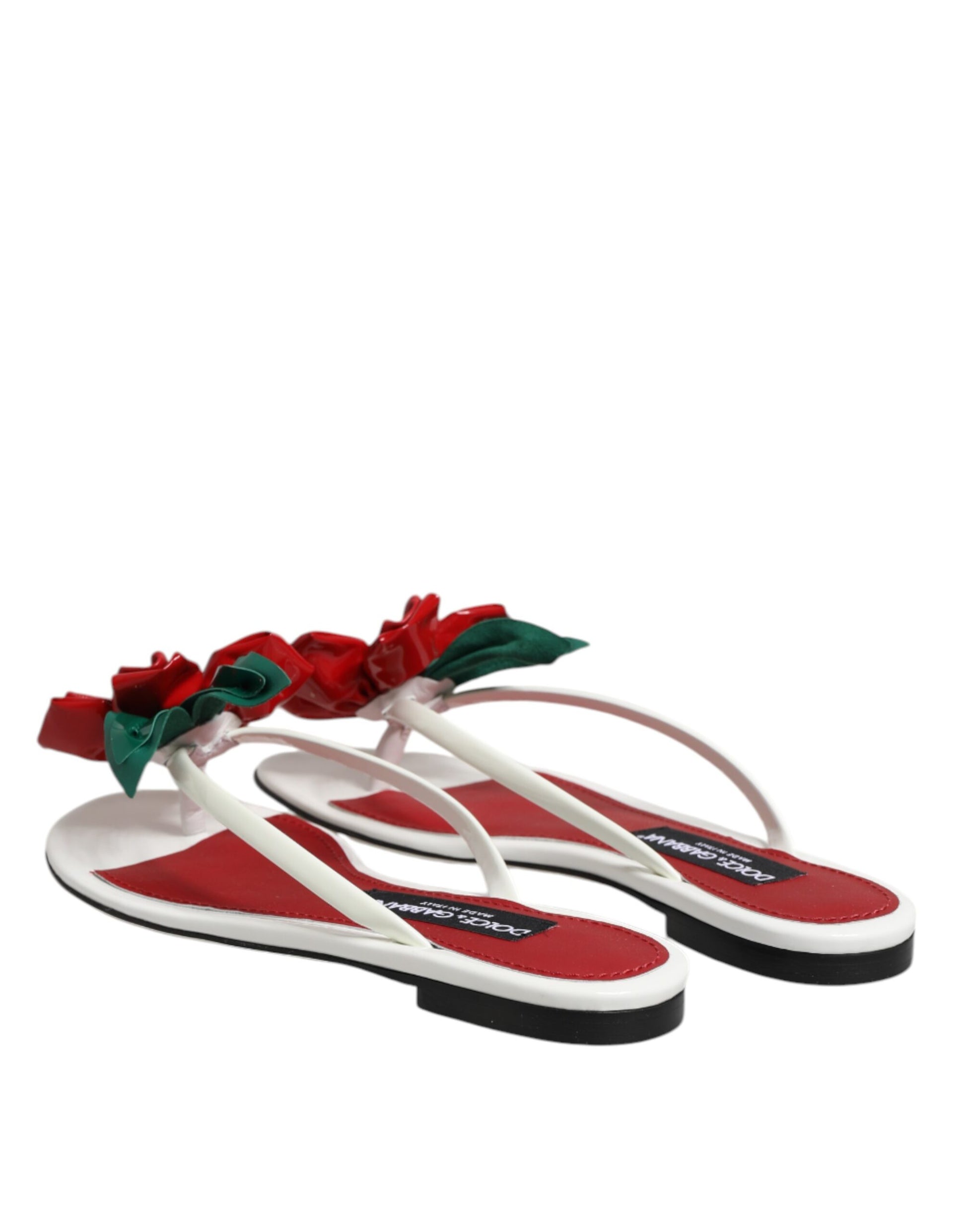 Sandales Dolce &amp; Gabbana en cuir à fleurs rouges et blanches KEIRA
