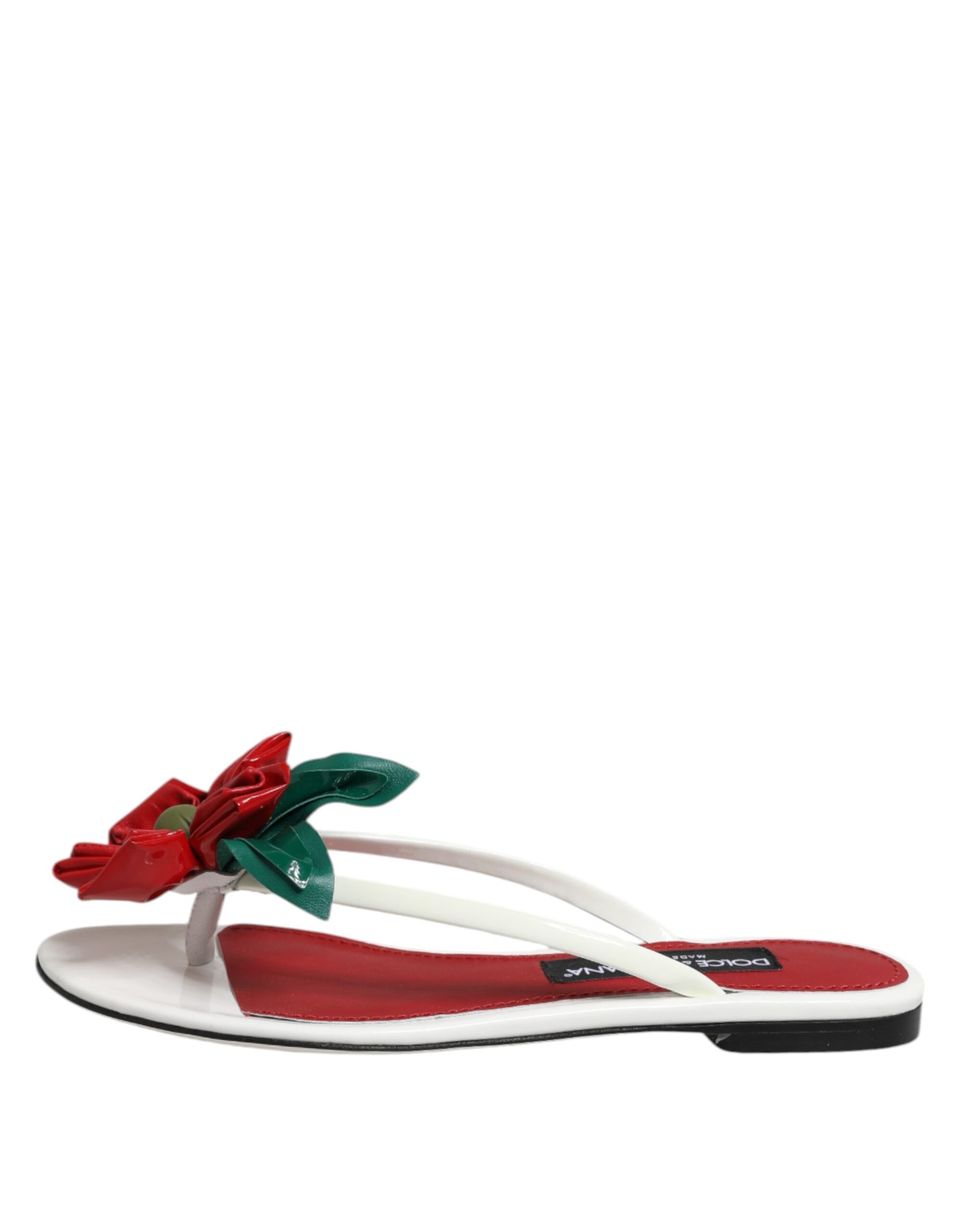 Sandales Dolce &amp; Gabbana en cuir à fleurs rouges et blanches KEIRA