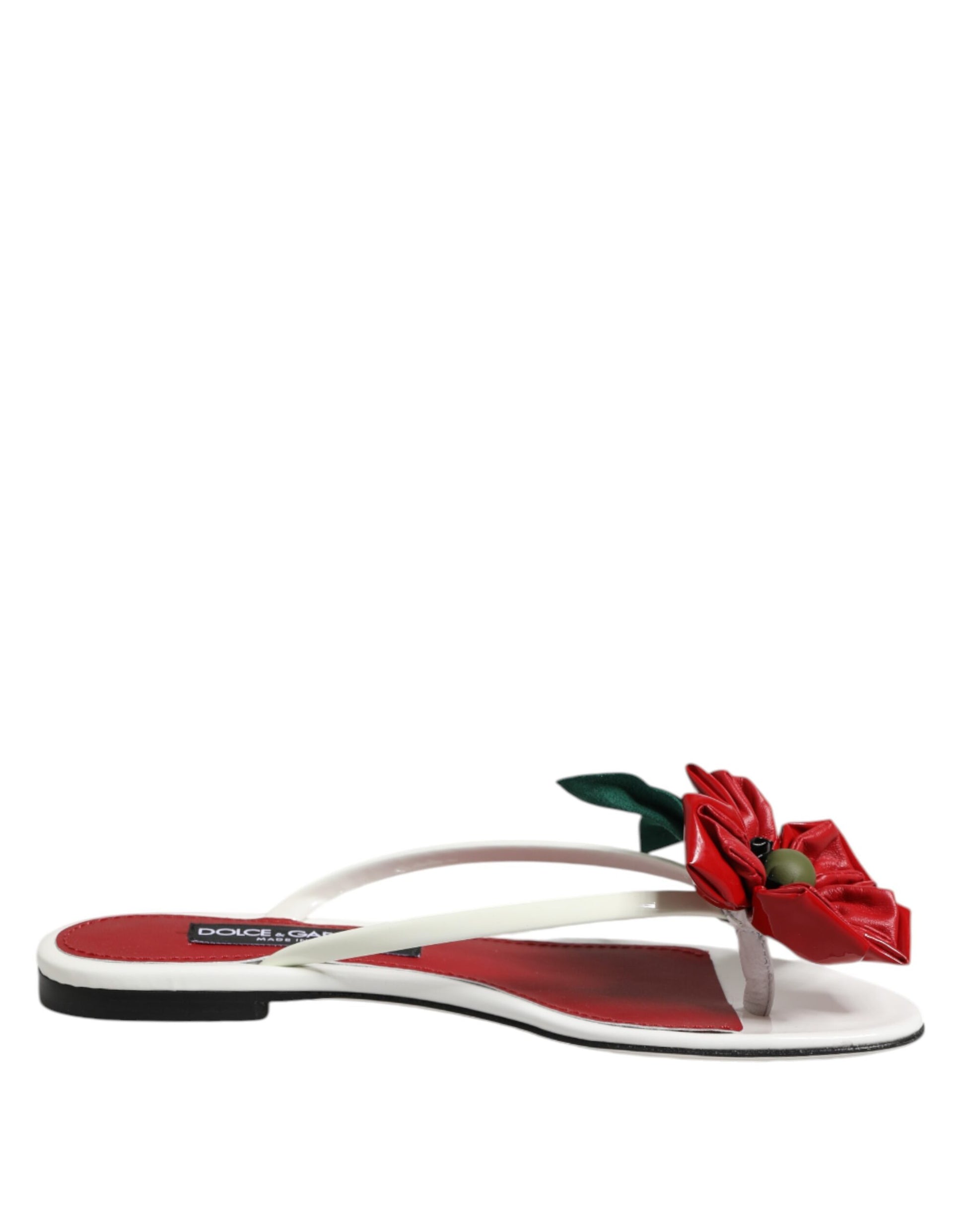 Sandales Dolce &amp; Gabbana en cuir à fleurs rouges et blanches KEIRA