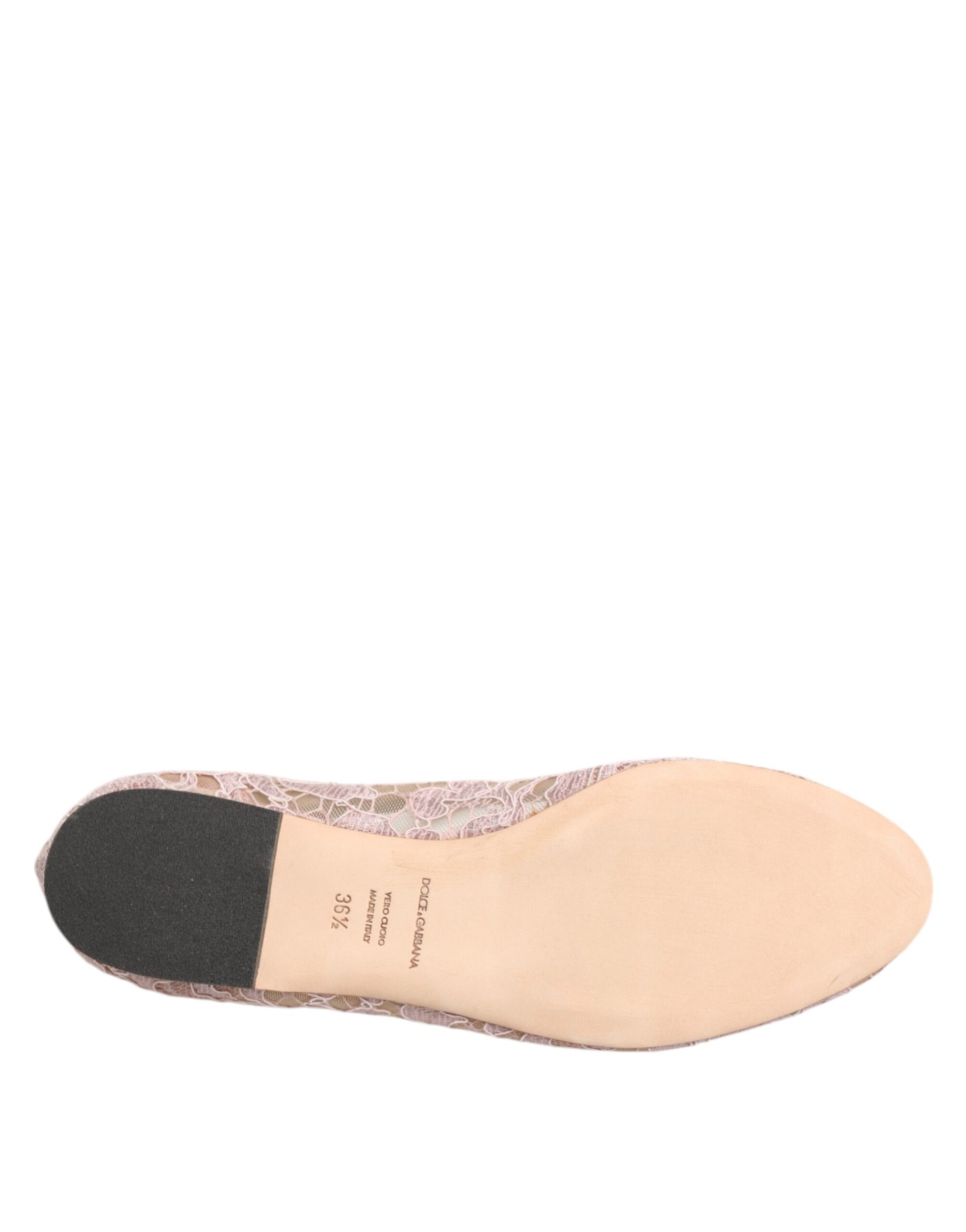 Chaussures plates Dolce &amp; Gabbana roses en dentelle et cristaux Taormina
