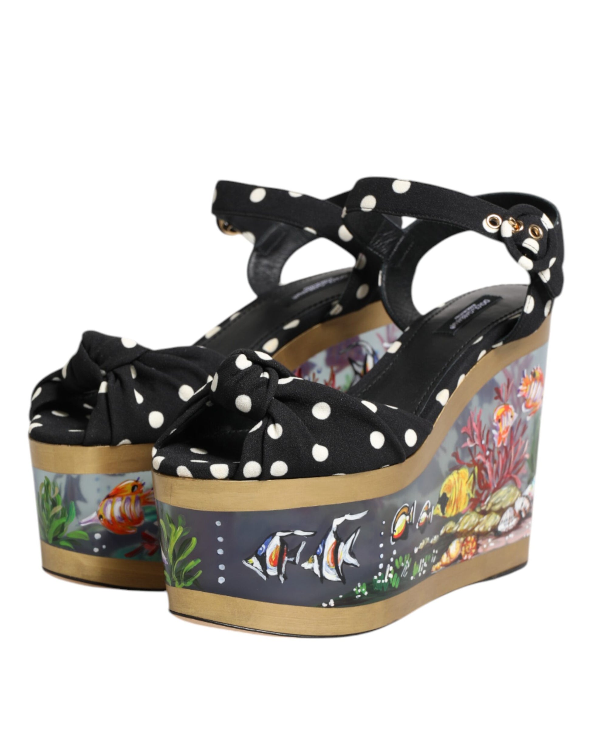 Sandales compensées à pois multicolores Dolce &amp; Gabbana