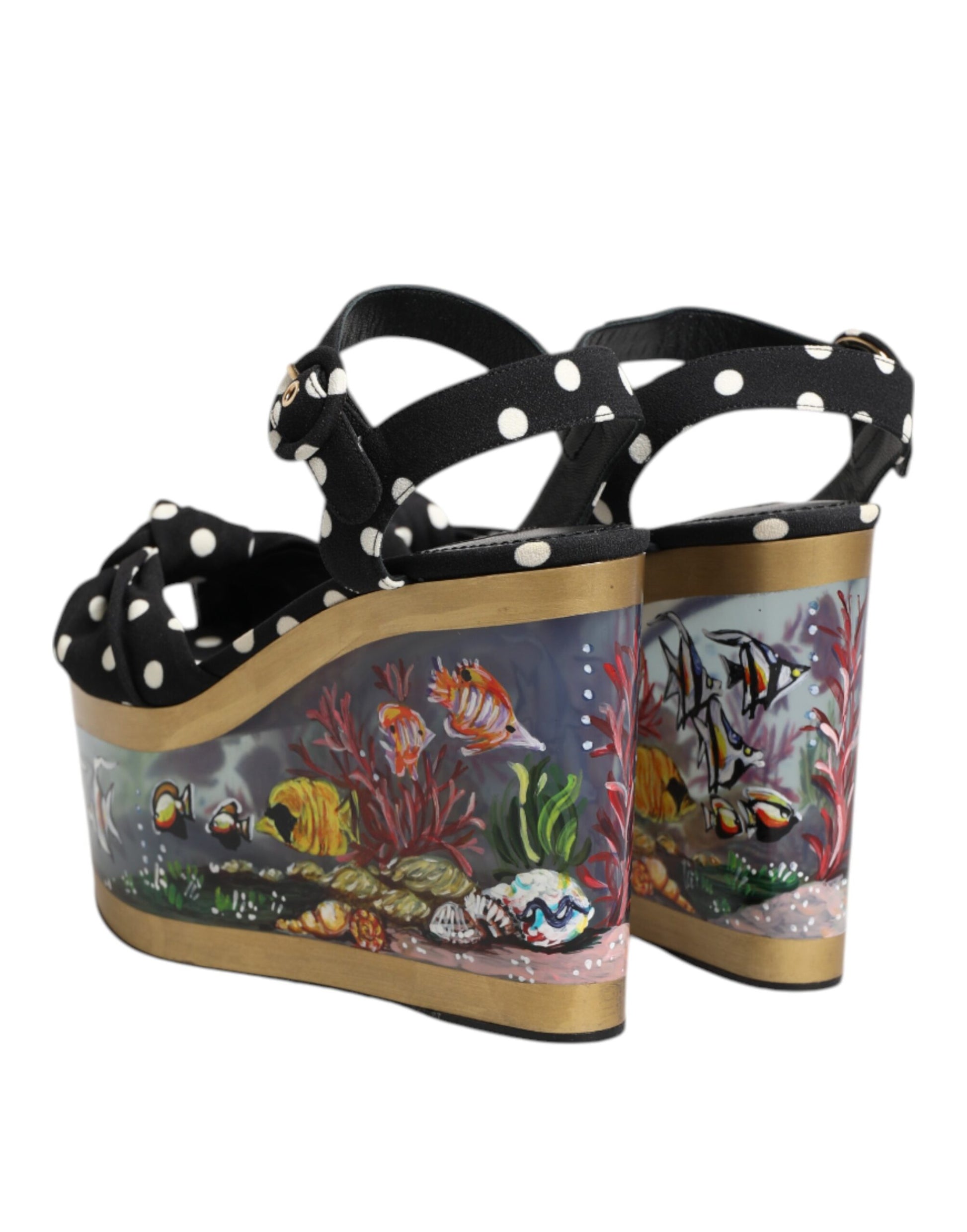 Sandales compensées à pois multicolores Dolce &amp; Gabbana