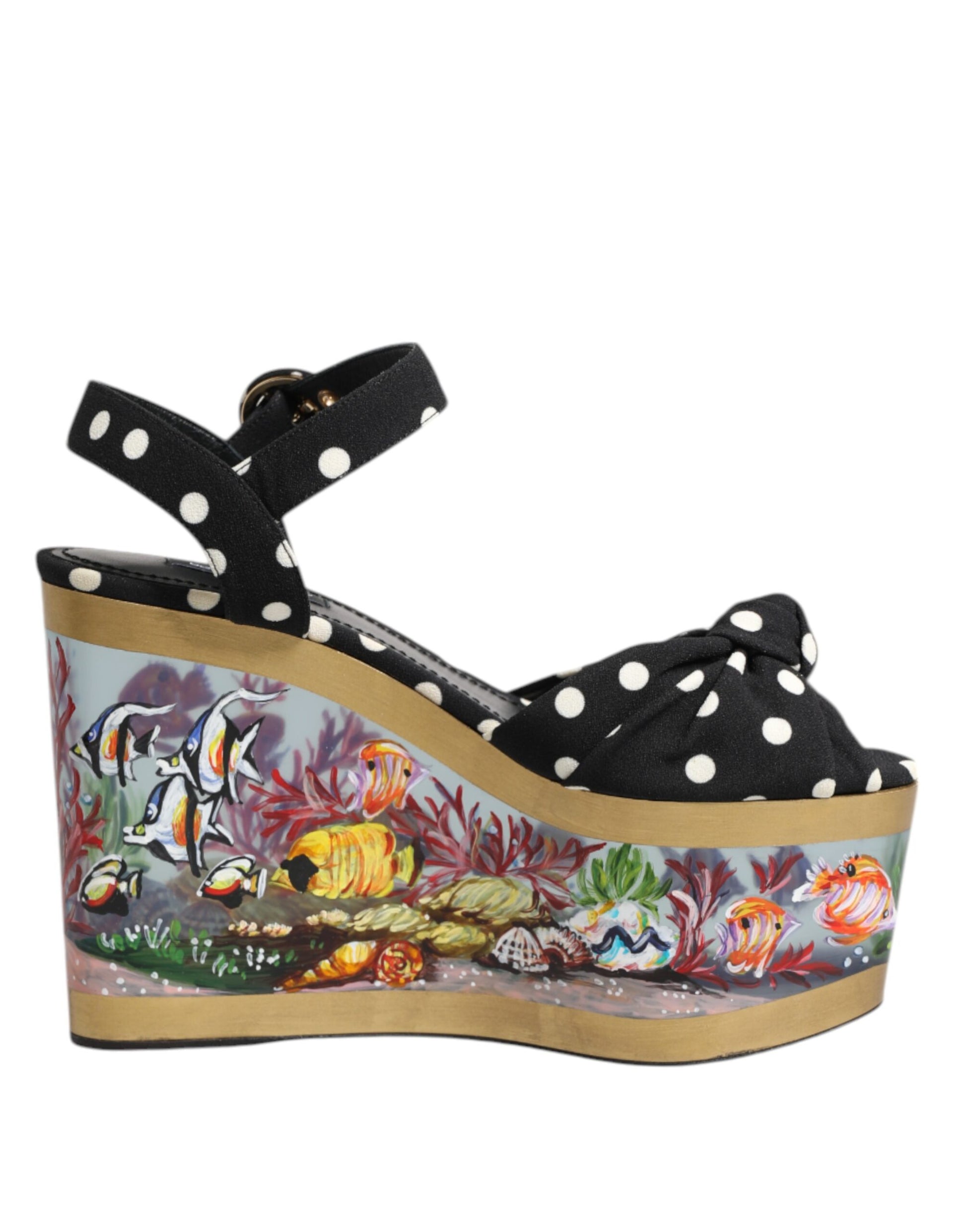 Sandales compensées à pois multicolores Dolce &amp; Gabbana
