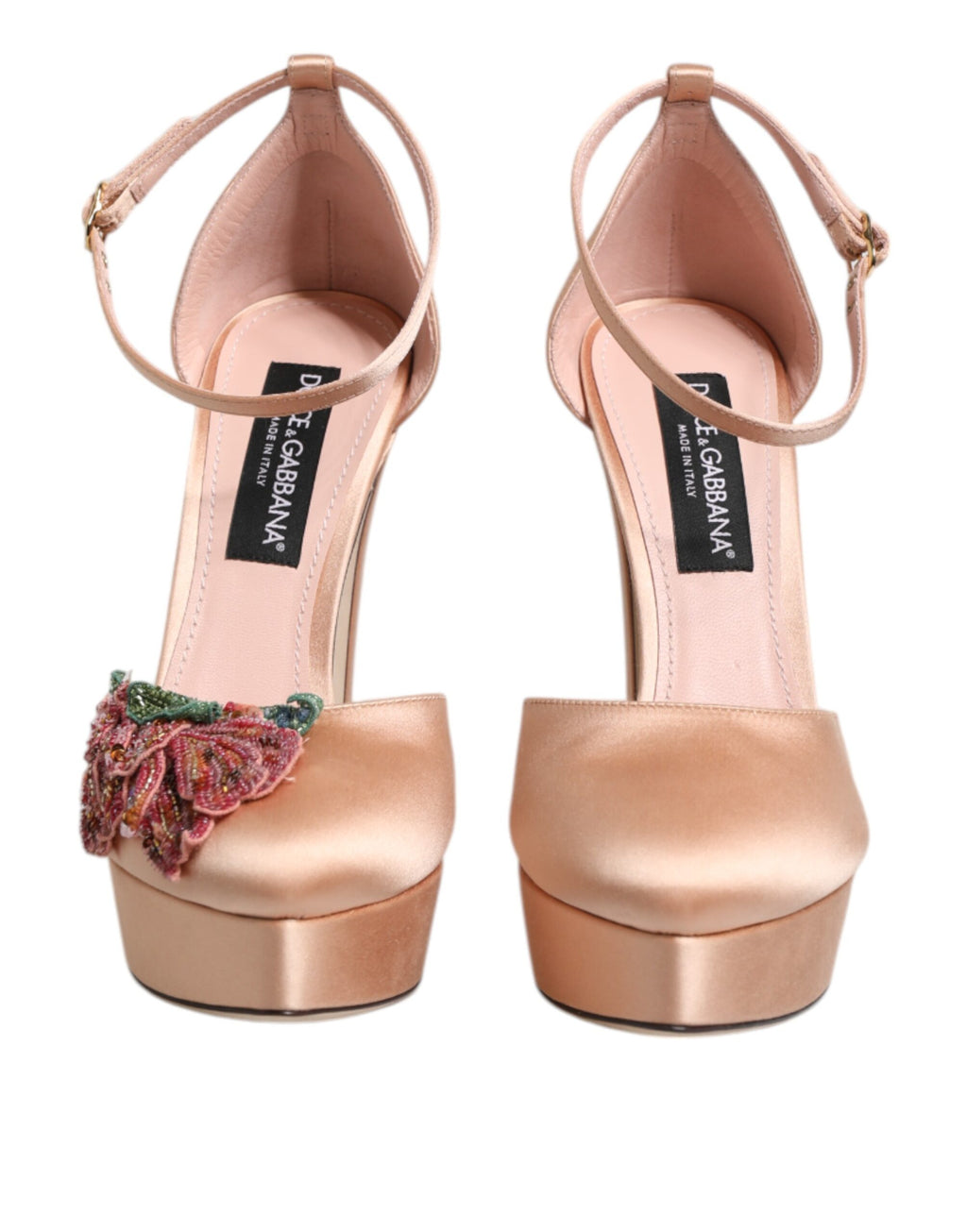 Sandales à talons compensés roses Dolce &amp; Gabbana avec bride à la cheville