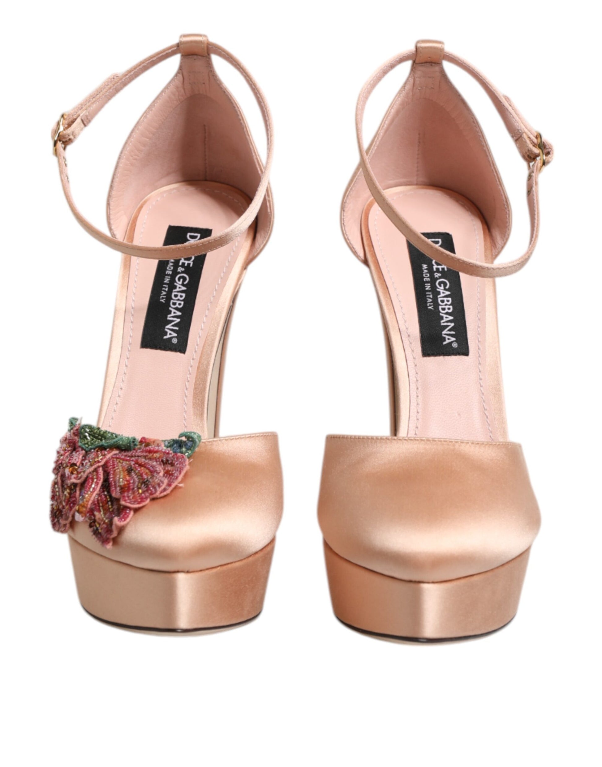 Sandales à talons compensés roses Dolce &amp; Gabbana avec bride à la cheville
