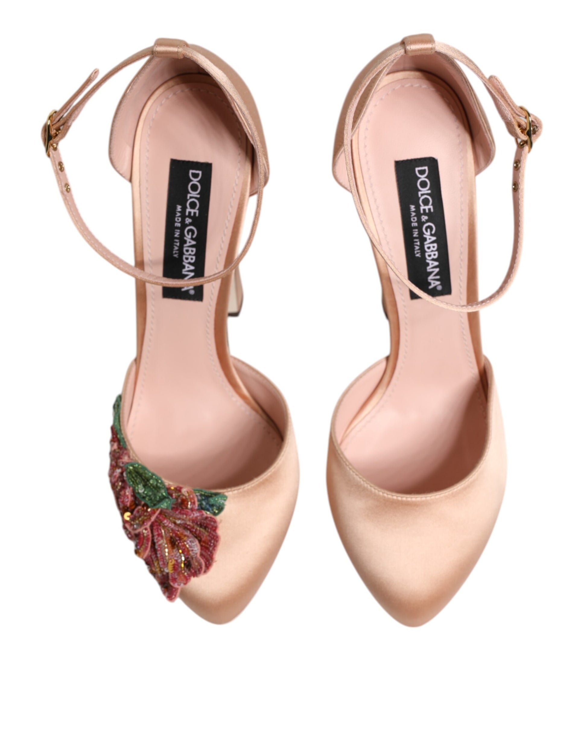 Sandales à talons compensés roses Dolce &amp; Gabbana avec bride à la cheville