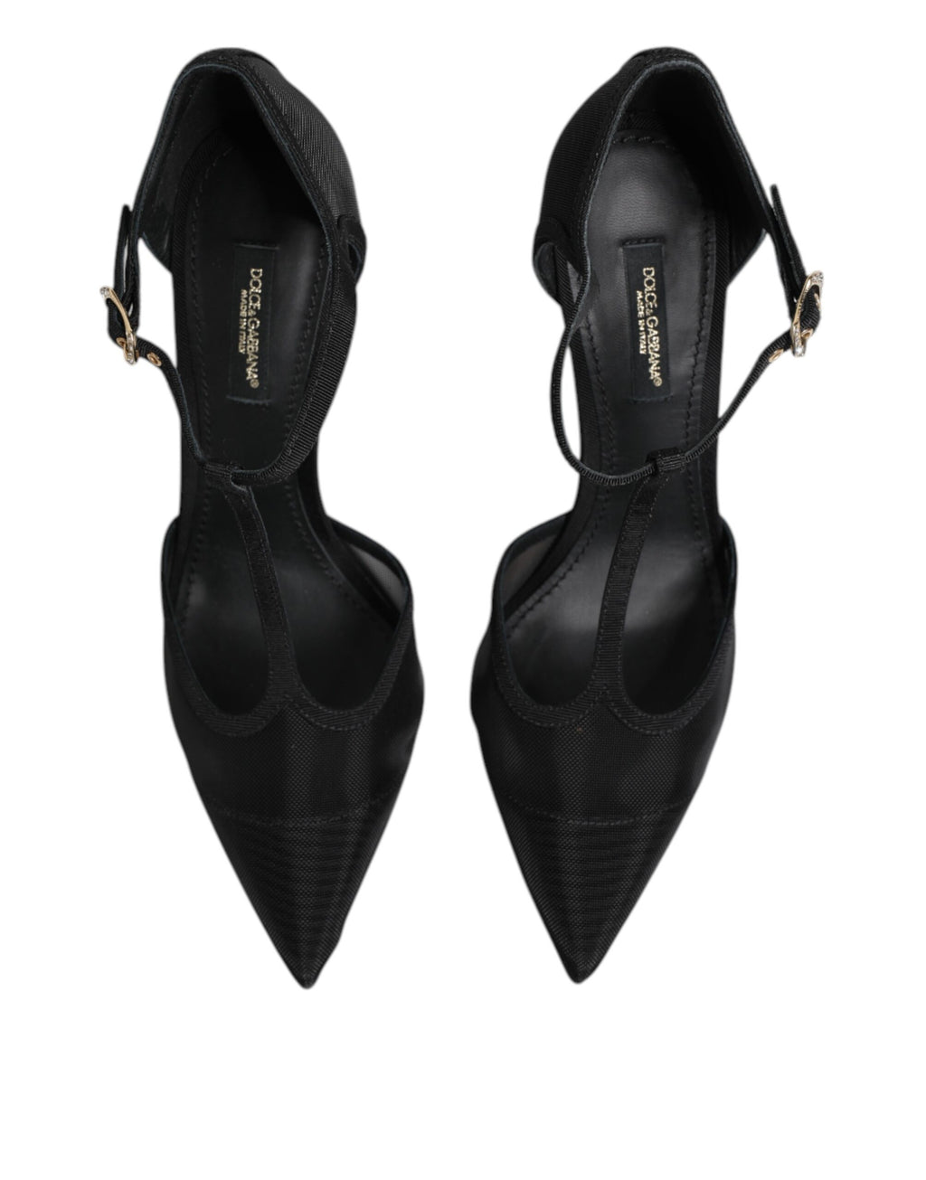 Chaussures à talons aiguilles et brides en T en maille noire Dolce &amp; Gabbana