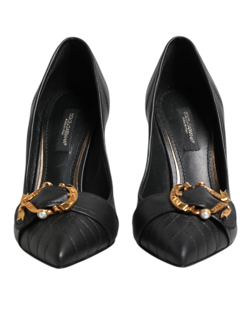 Escarpins à talons en cuir noir Dolce &amp; Gabbana Devotion