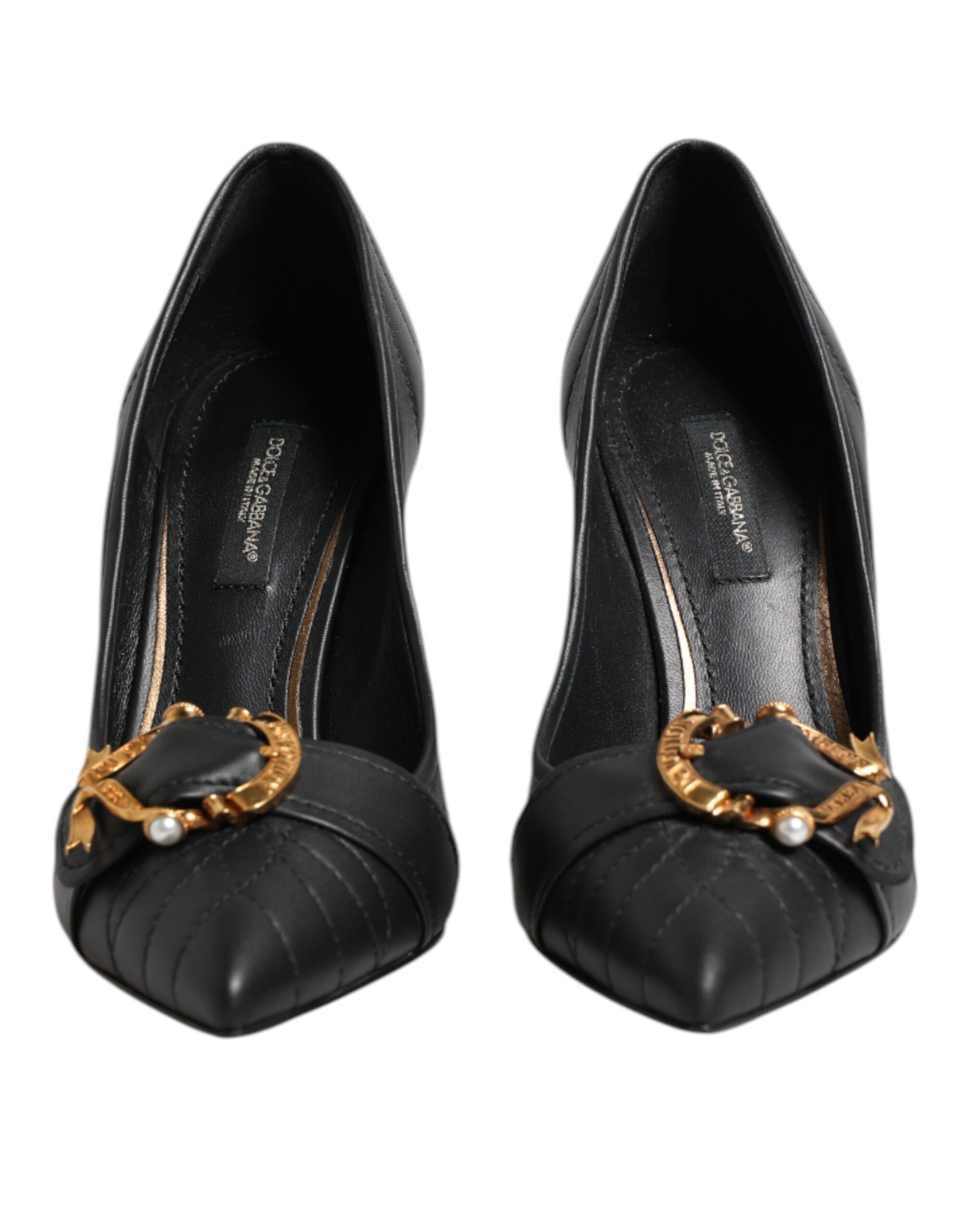 Escarpins à talons en cuir noir Dolce &amp; Gabbana Devotion