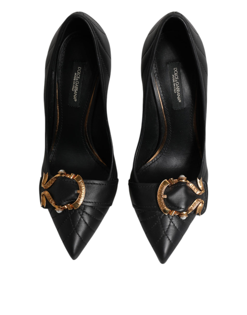 Escarpins à talons en cuir noir Dolce &amp; Gabbana Devotion