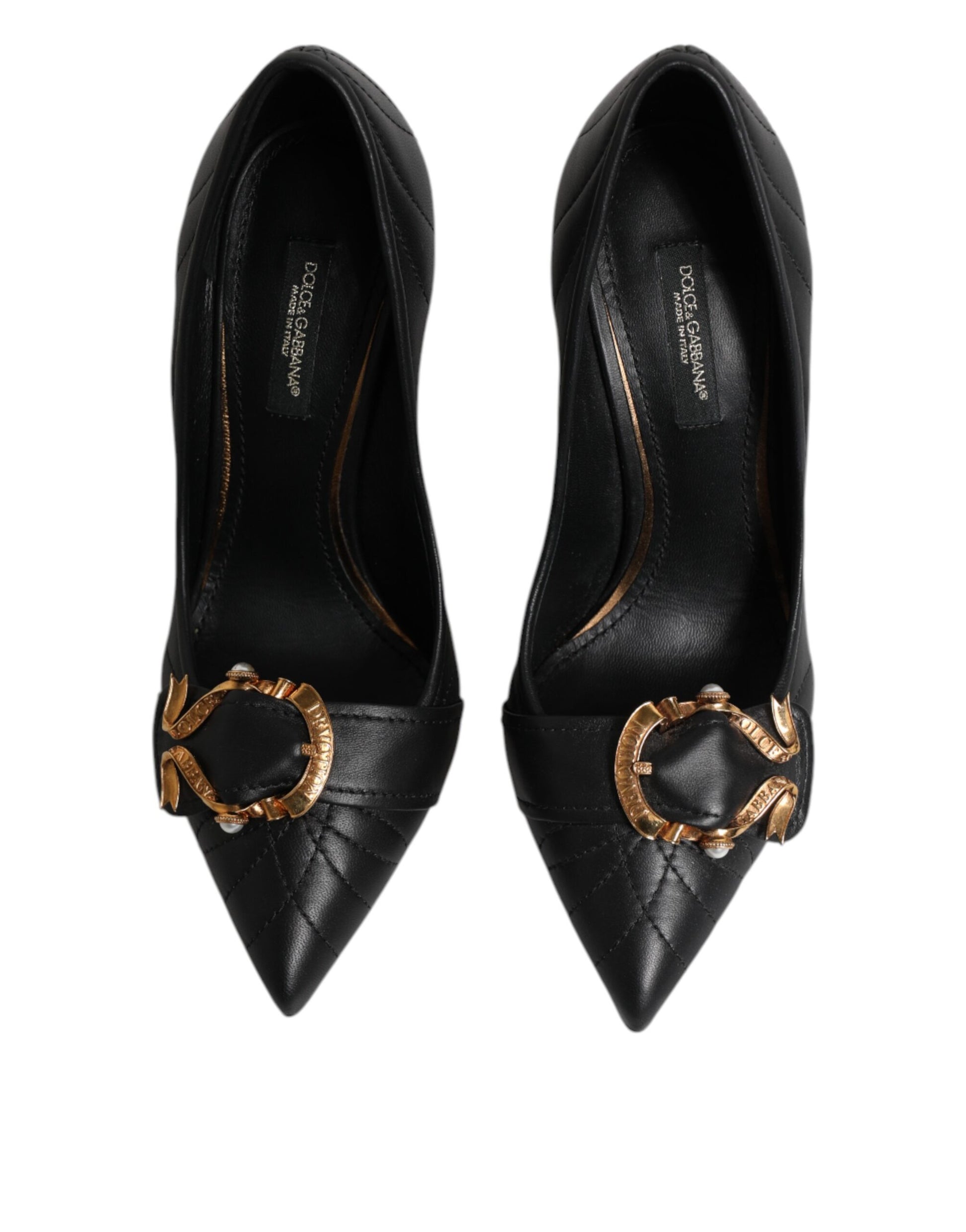 Escarpins à talons en cuir noir Dolce &amp; Gabbana Devotion