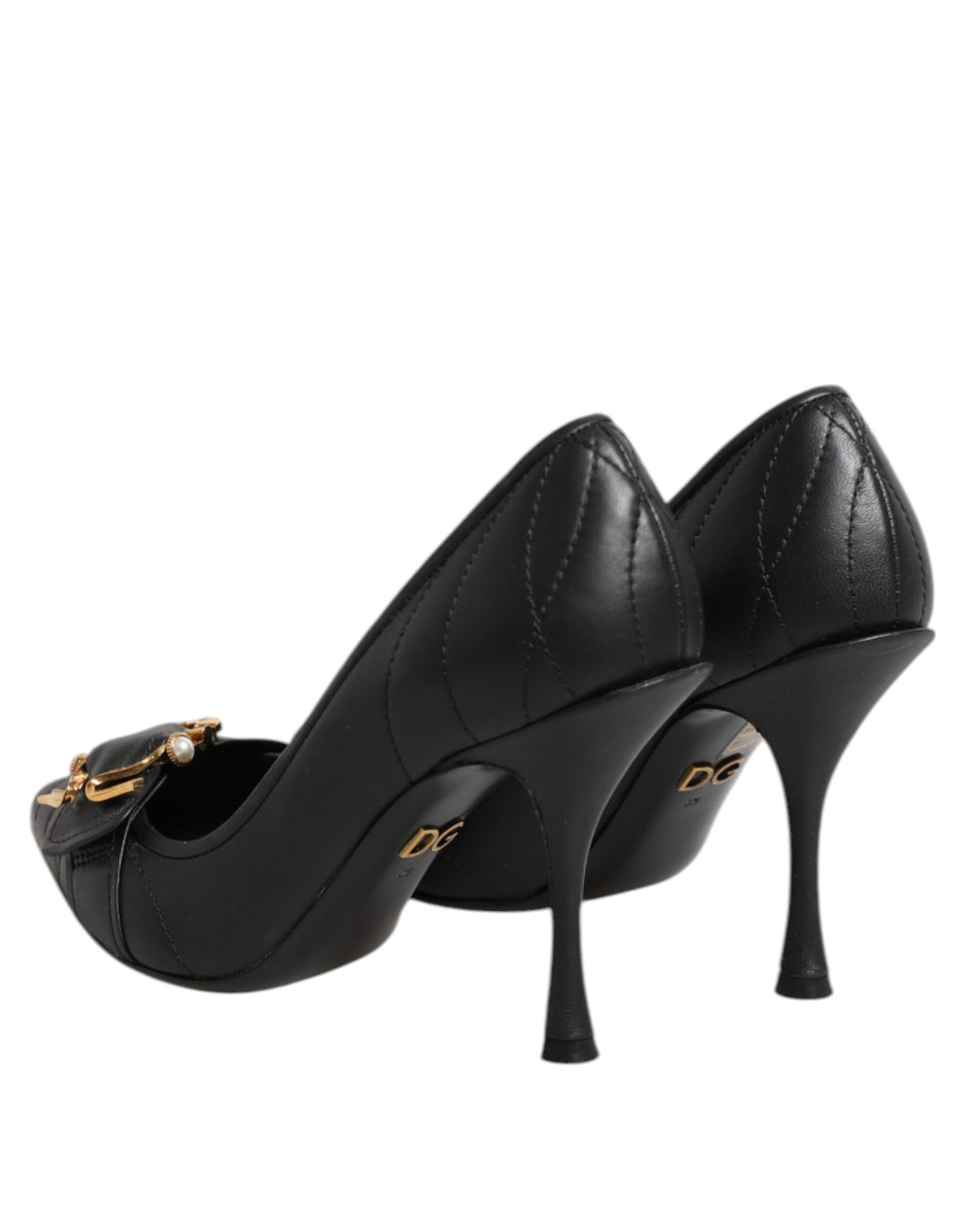 Escarpins à talons en cuir noir Dolce &amp; Gabbana Devotion