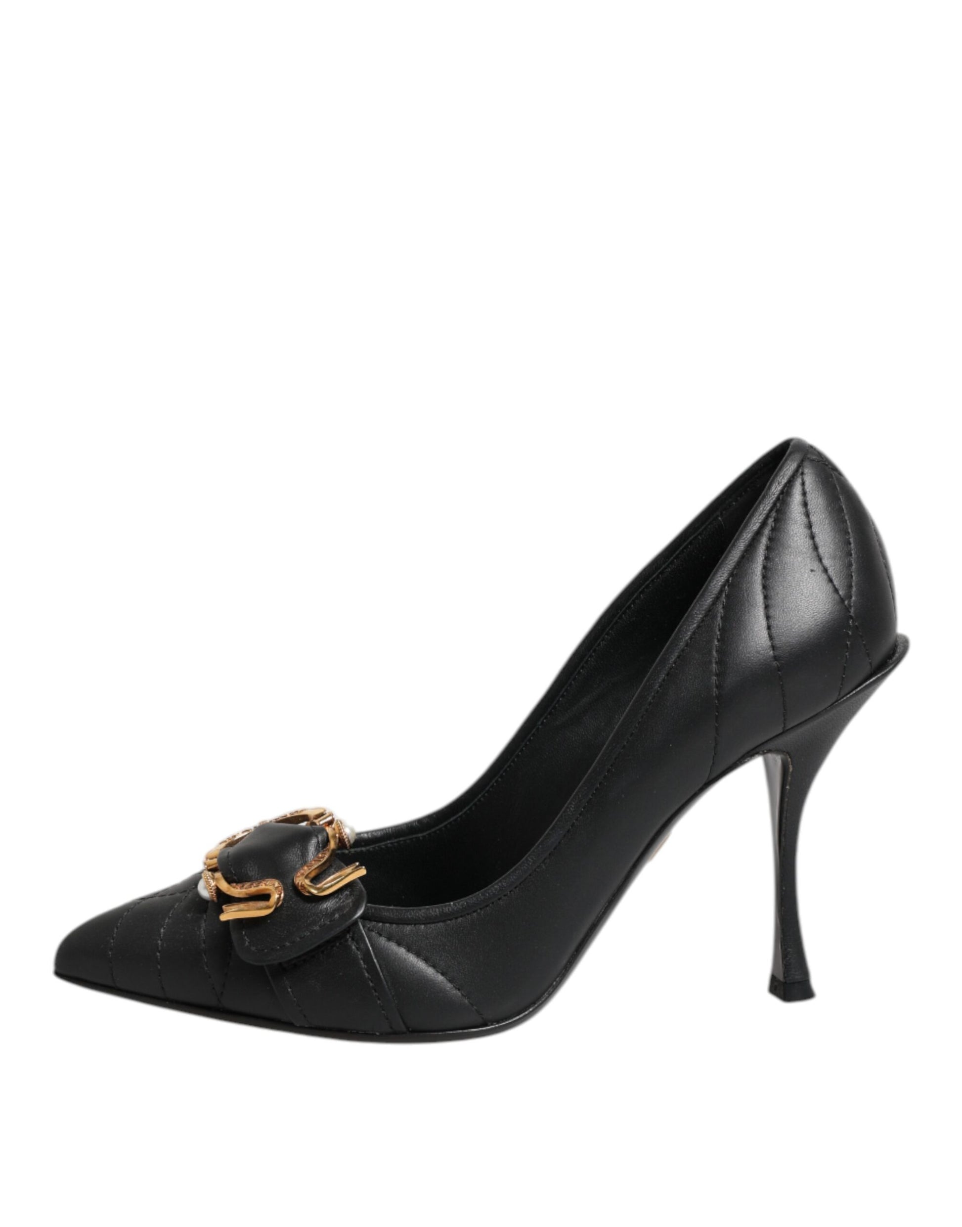 Escarpins à talons en cuir noir Dolce &amp; Gabbana Devotion