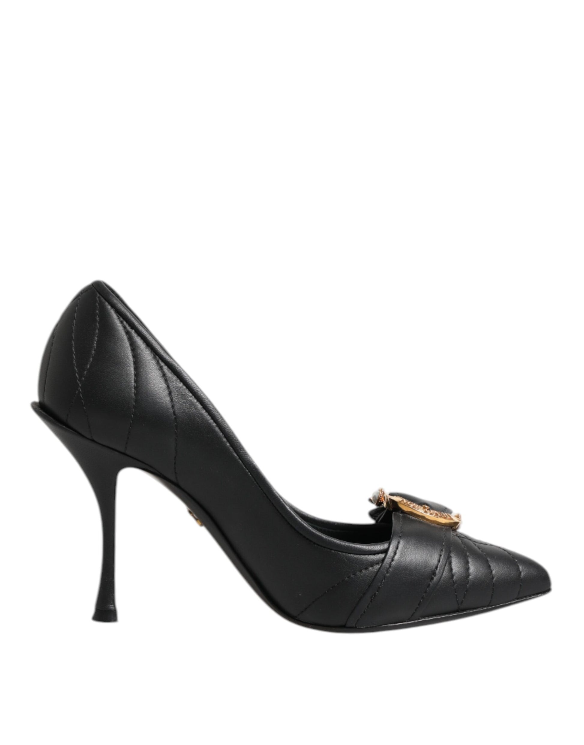 Escarpins à talons en cuir noir Dolce &amp; Gabbana Devotion