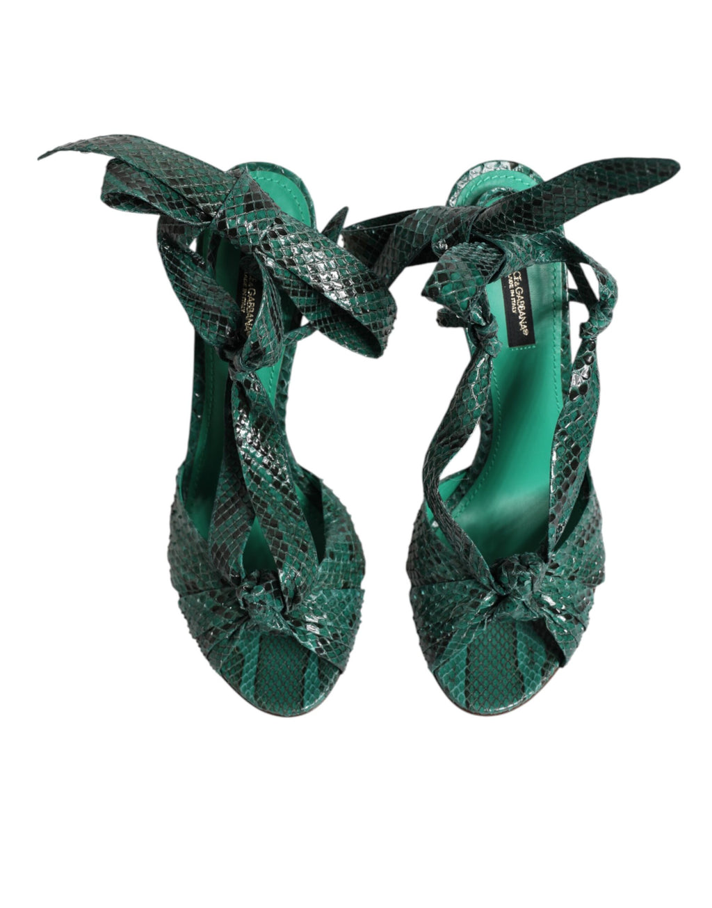 Sandales à talons en cuir python vert Dolce &amp; Gabbana