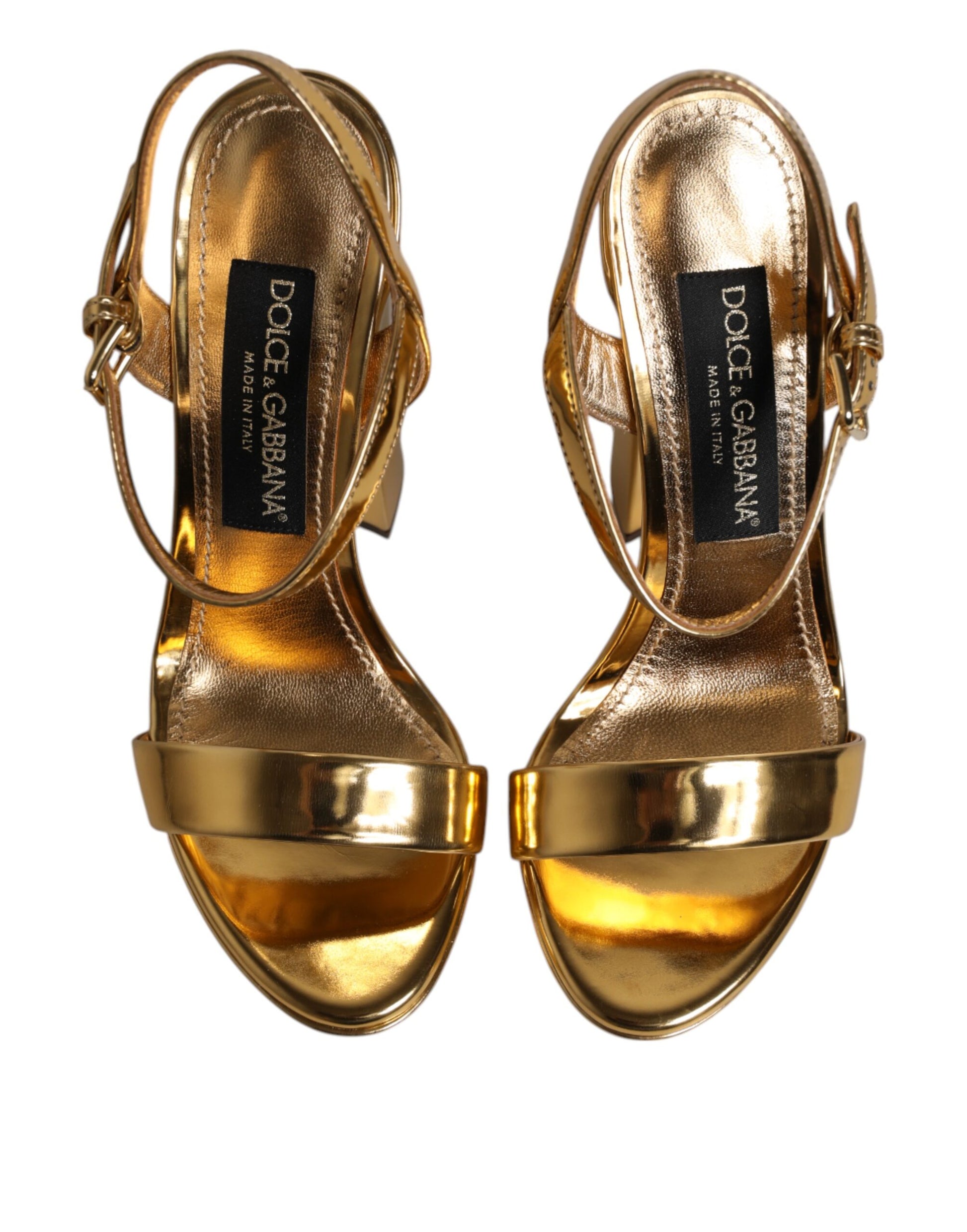 Sandales à plateforme en cuir doré Dolce &amp; Gabbana Keira
